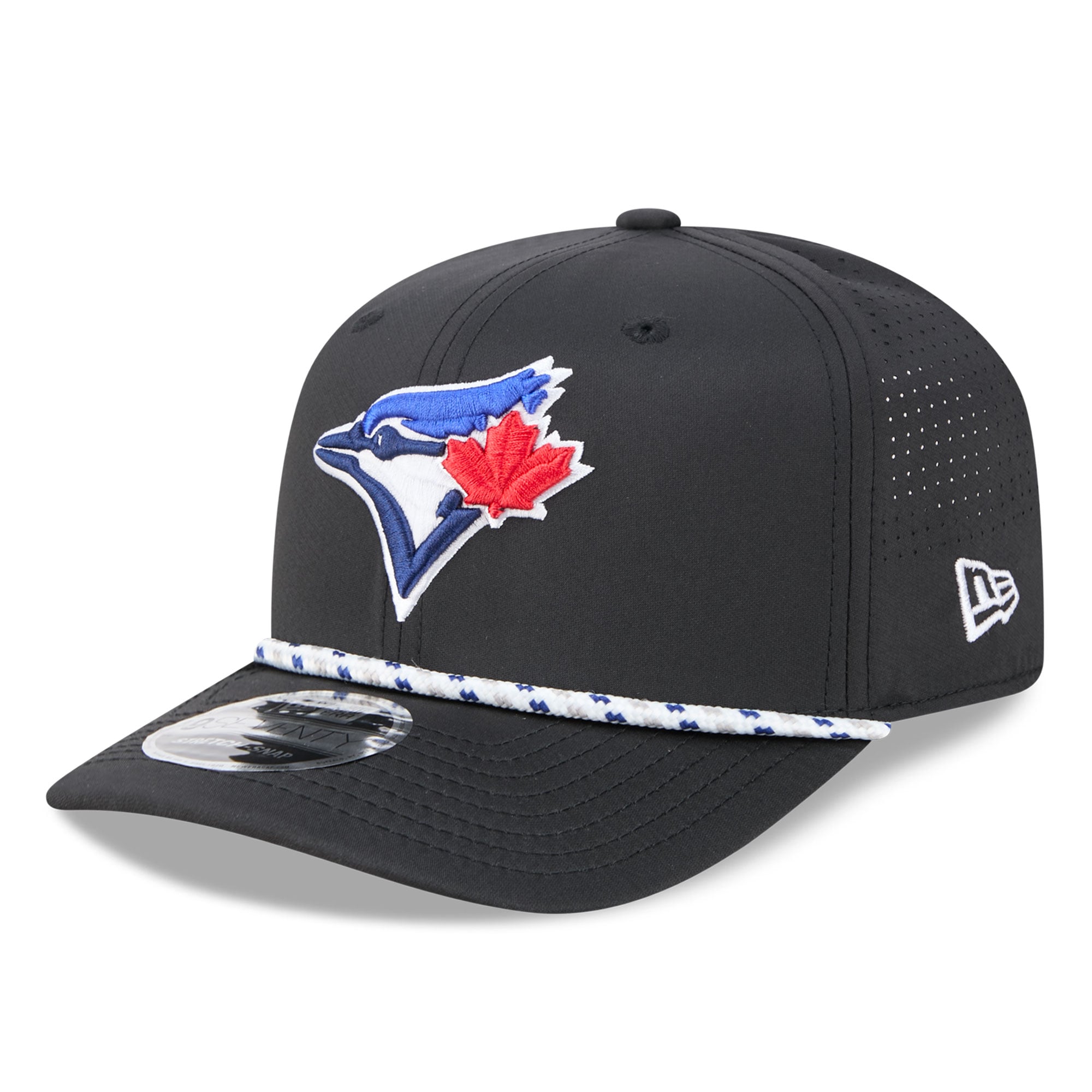 Casquette New Era noire Toronto Blue Jays pour homme, modèle 9SEVENTY à cordon ajustable.
