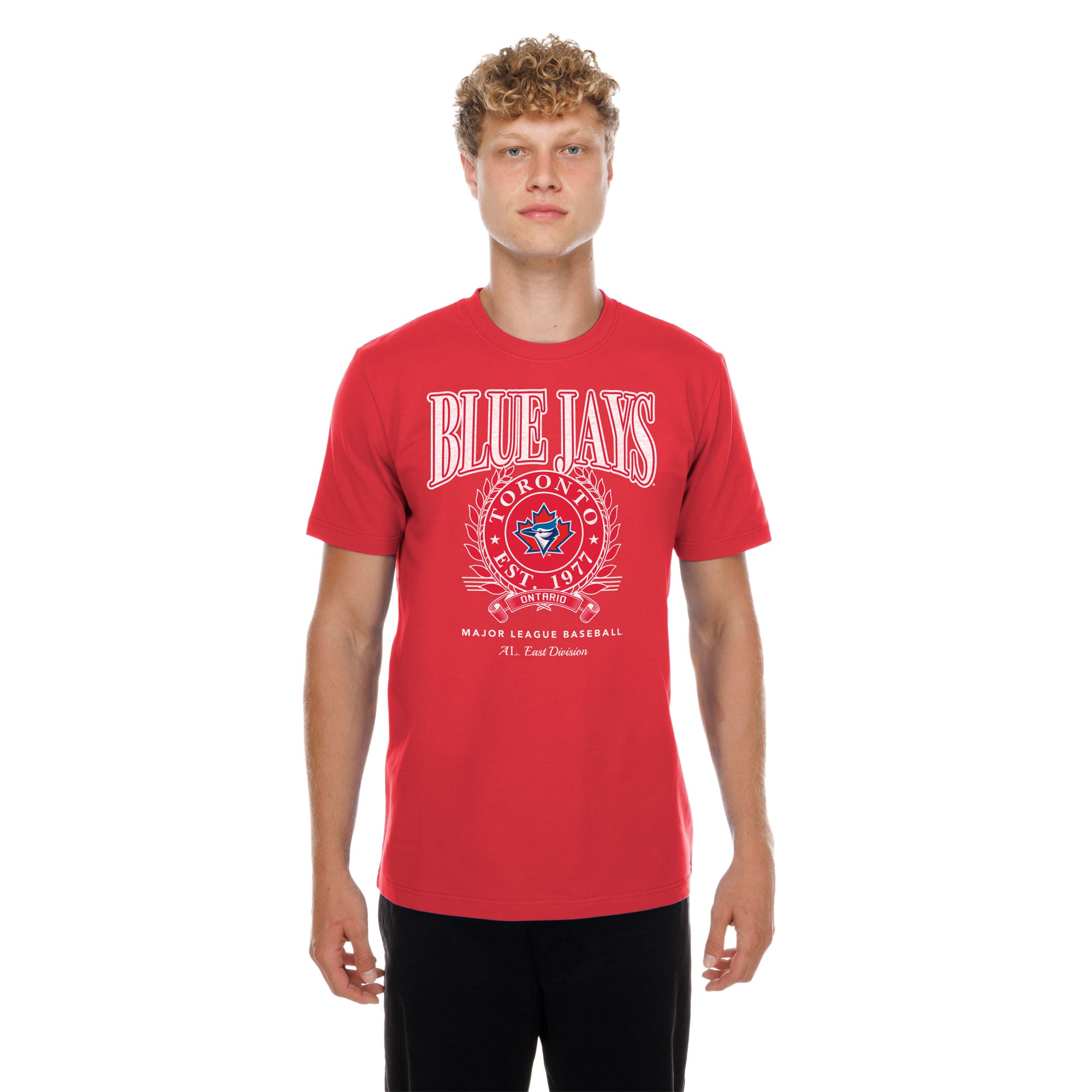 T-shirt New Era rouge pour homme avec logo graphique des Blue Jays de Toronto