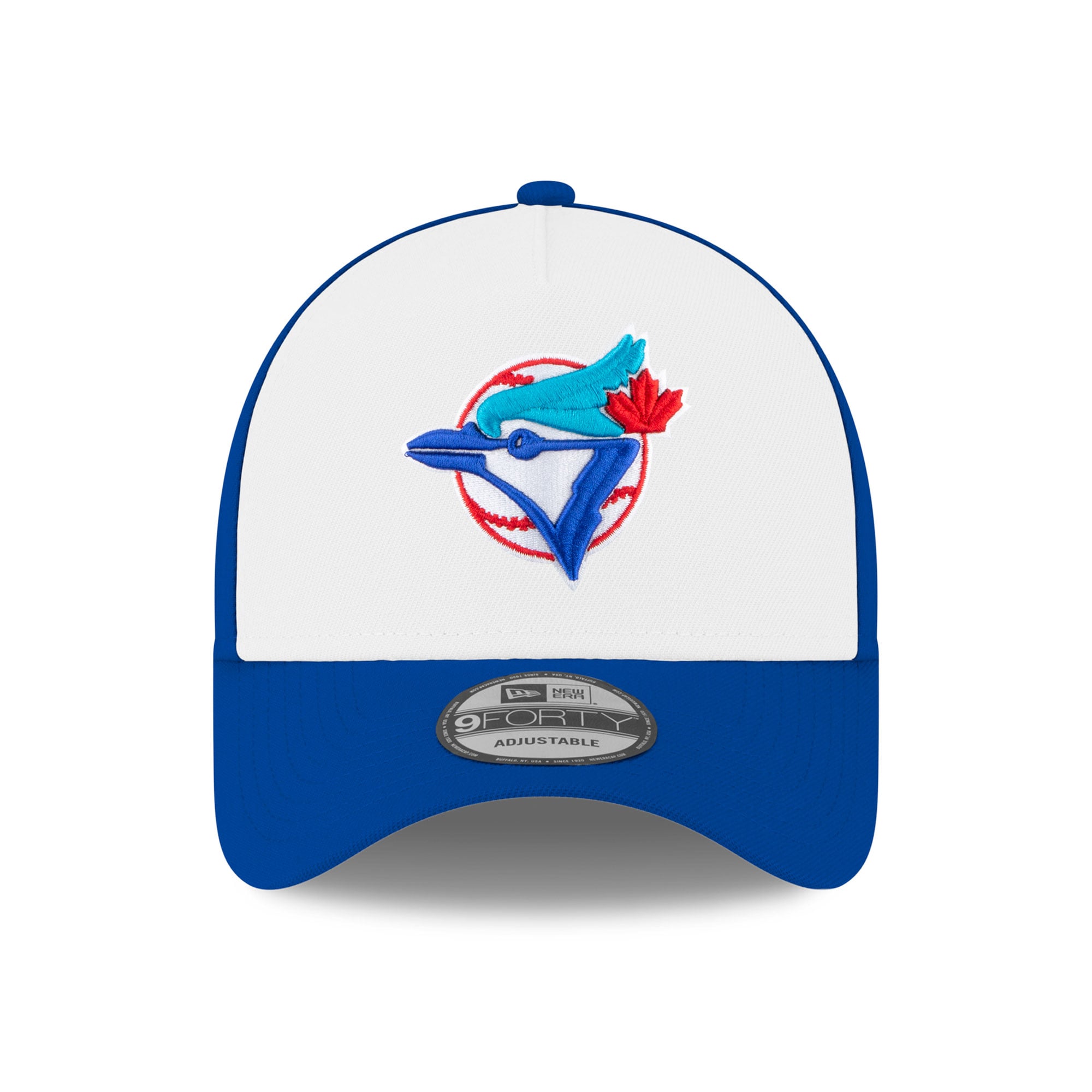Men's New Era White/Royal Toronto Blue Jays Coop On-Field 9FORTY A-Frame Adjustable Hat