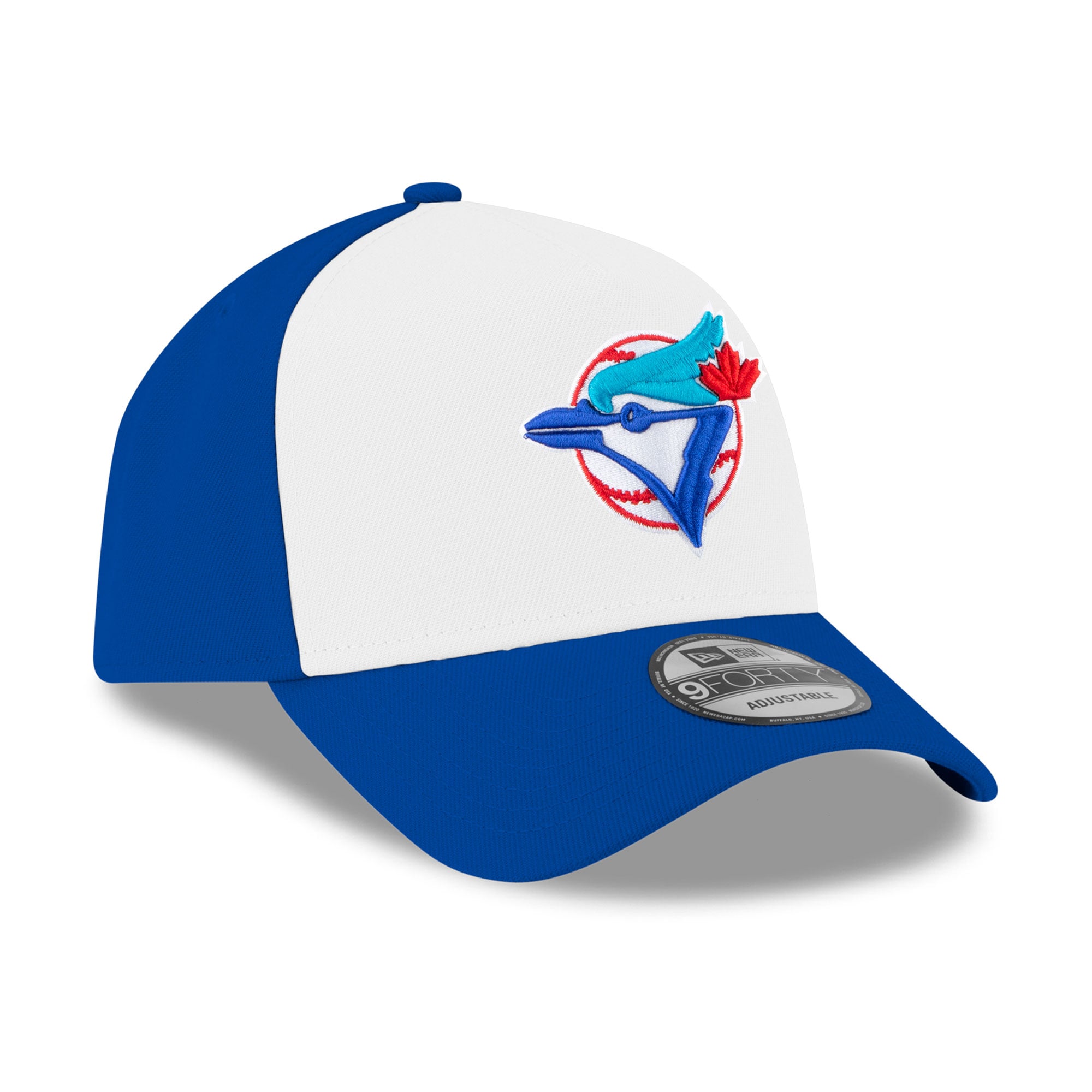 Men's New Era White/Royal Toronto Blue Jays Coop On-Field 9FORTY A-Frame Adjustable Hat