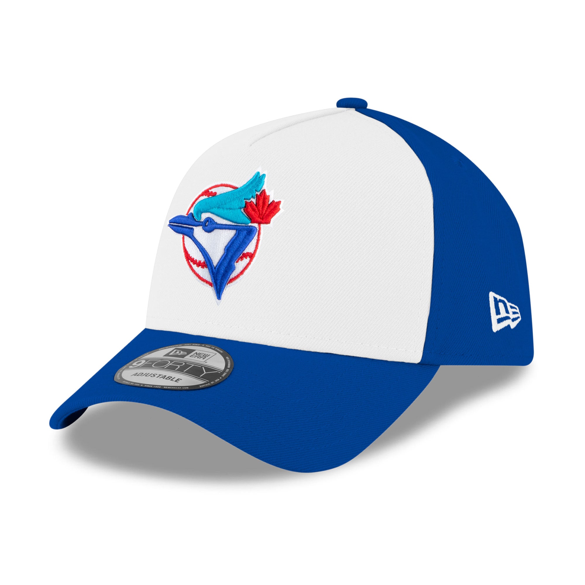 Men's New Era White/Royal Toronto Blue Jays Coop On-Field 9FORTY A-Frame Adjustable Hat