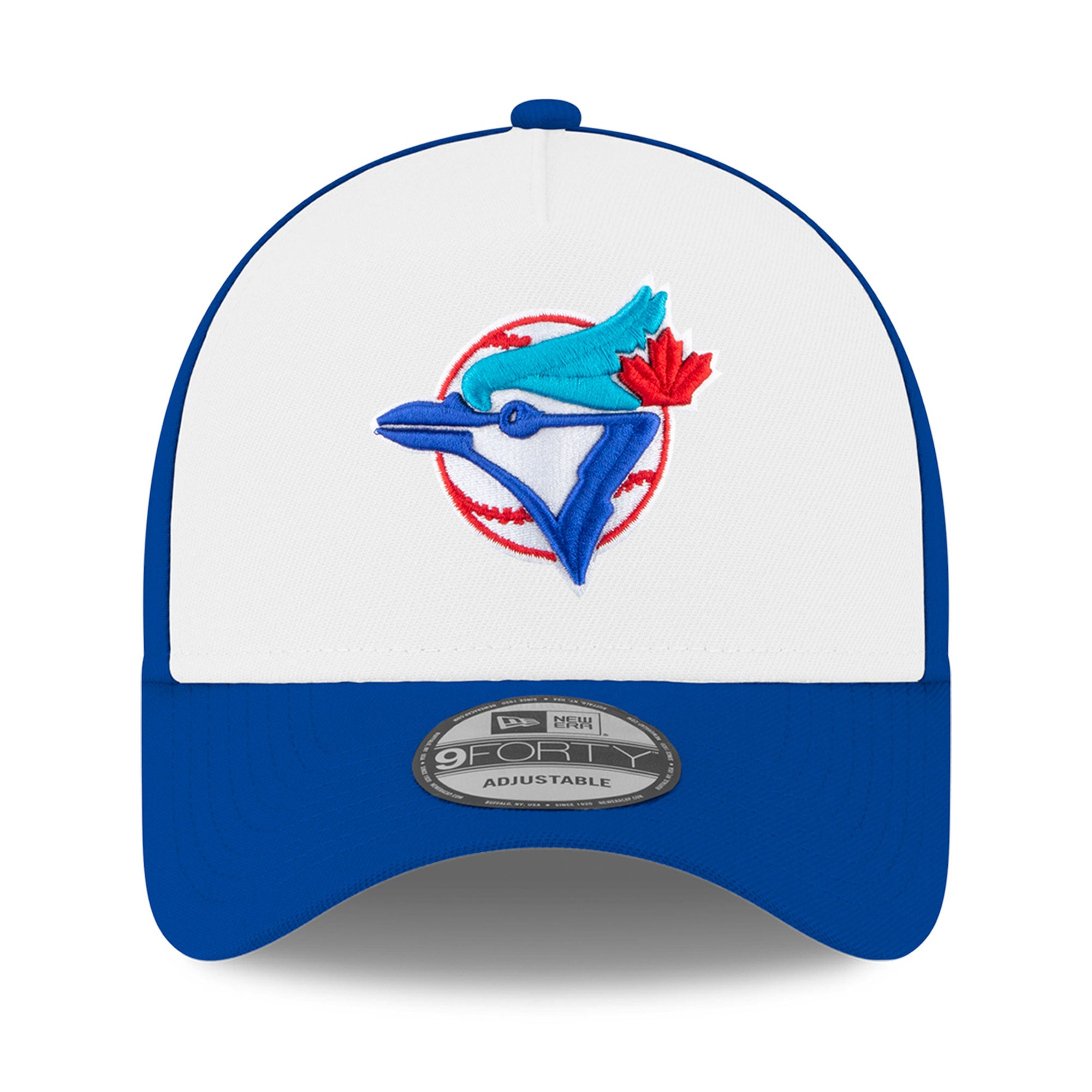 Men's New Era White/Royal Toronto Blue Jays Coop On-Field 9FORTY A-Frame Adjustable Hat