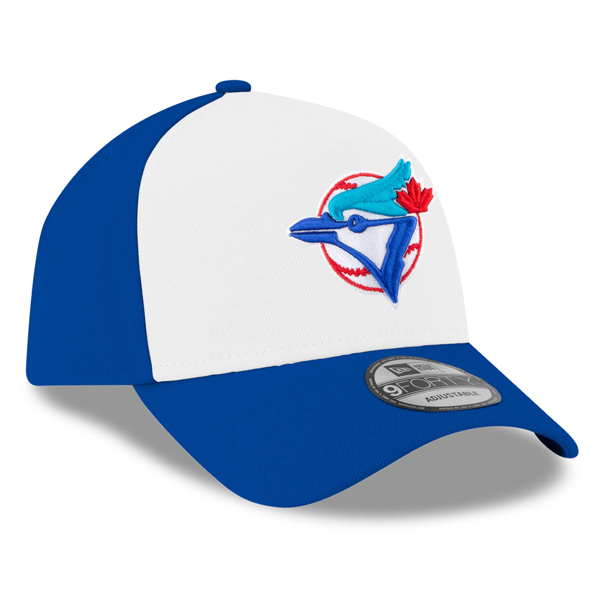 Men's New Era White/Royal Toronto Blue Jays Coop On-Field 9FORTY A-Frame Adjustable Hat