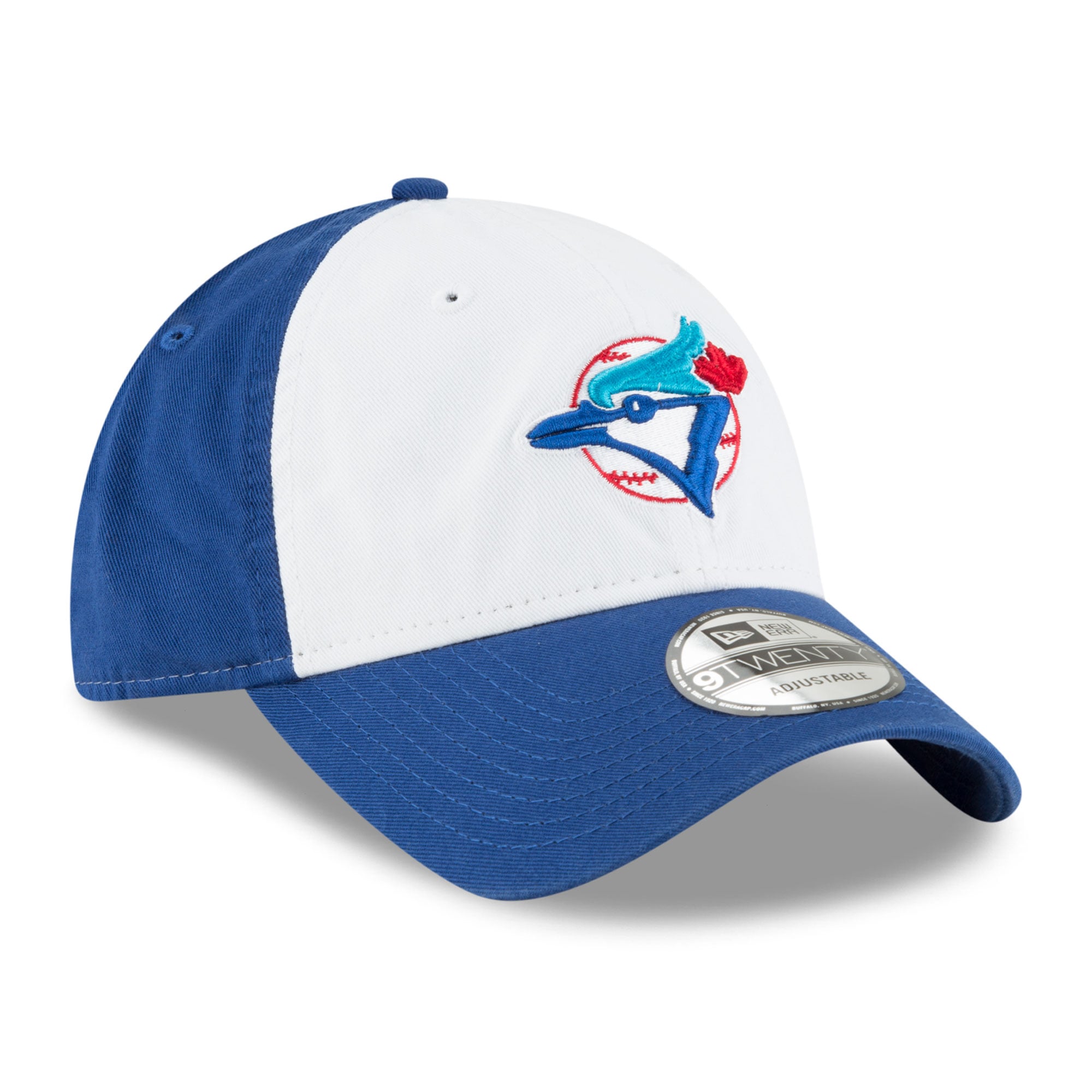 Men's New Era White/Royal Toronto Blue Jays Coop On-Field 9TWENTY Adjustable Hat