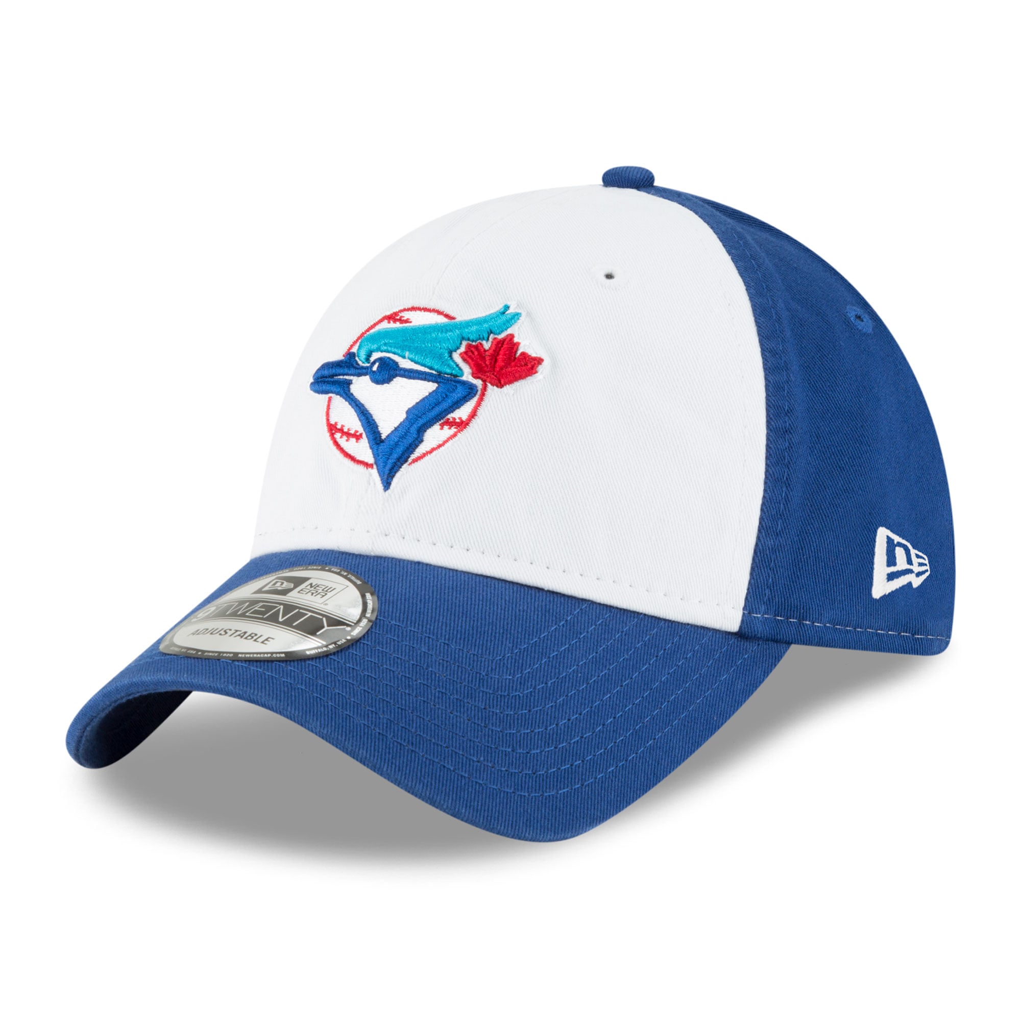 Men's New Era White/Royal Toronto Blue Jays Coop On-Field 9TWENTY Adjustable Hat