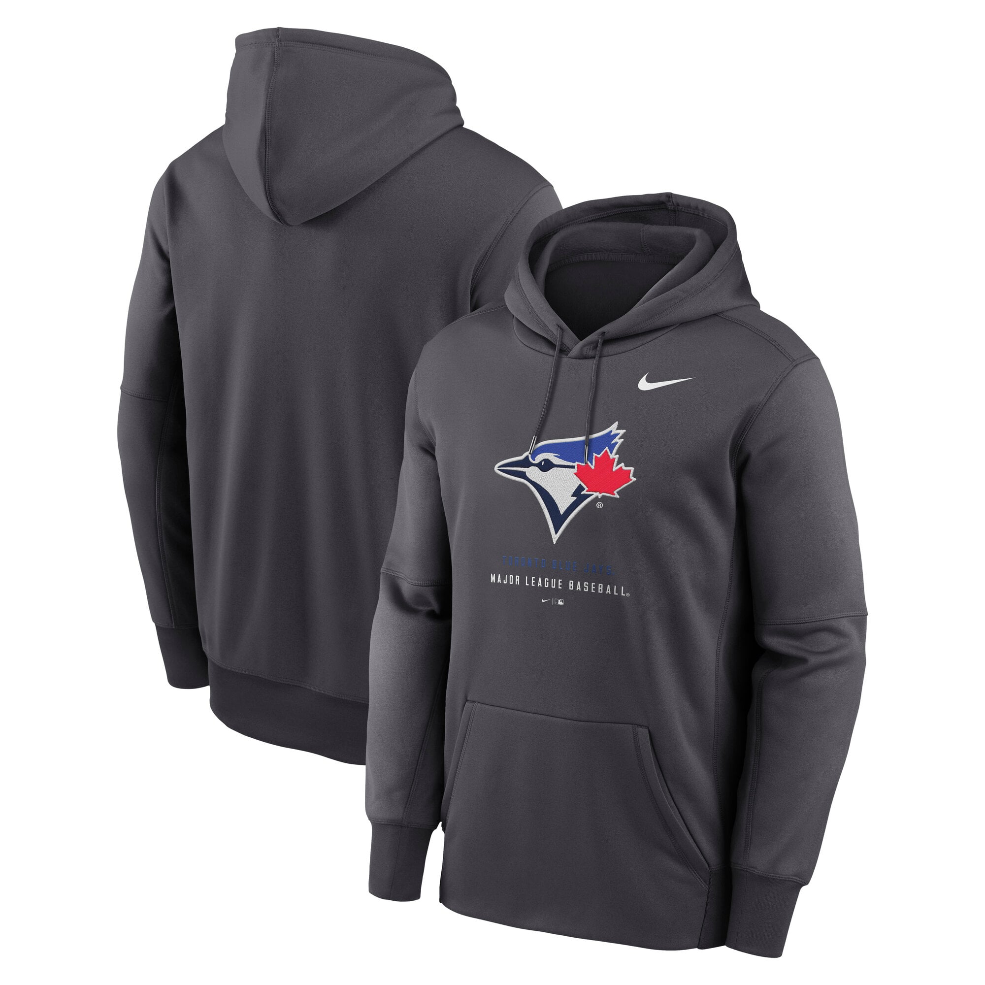 Sweat à capuche Nike Therma-FIT anthracite pour homme, Blue Jays de Toronto