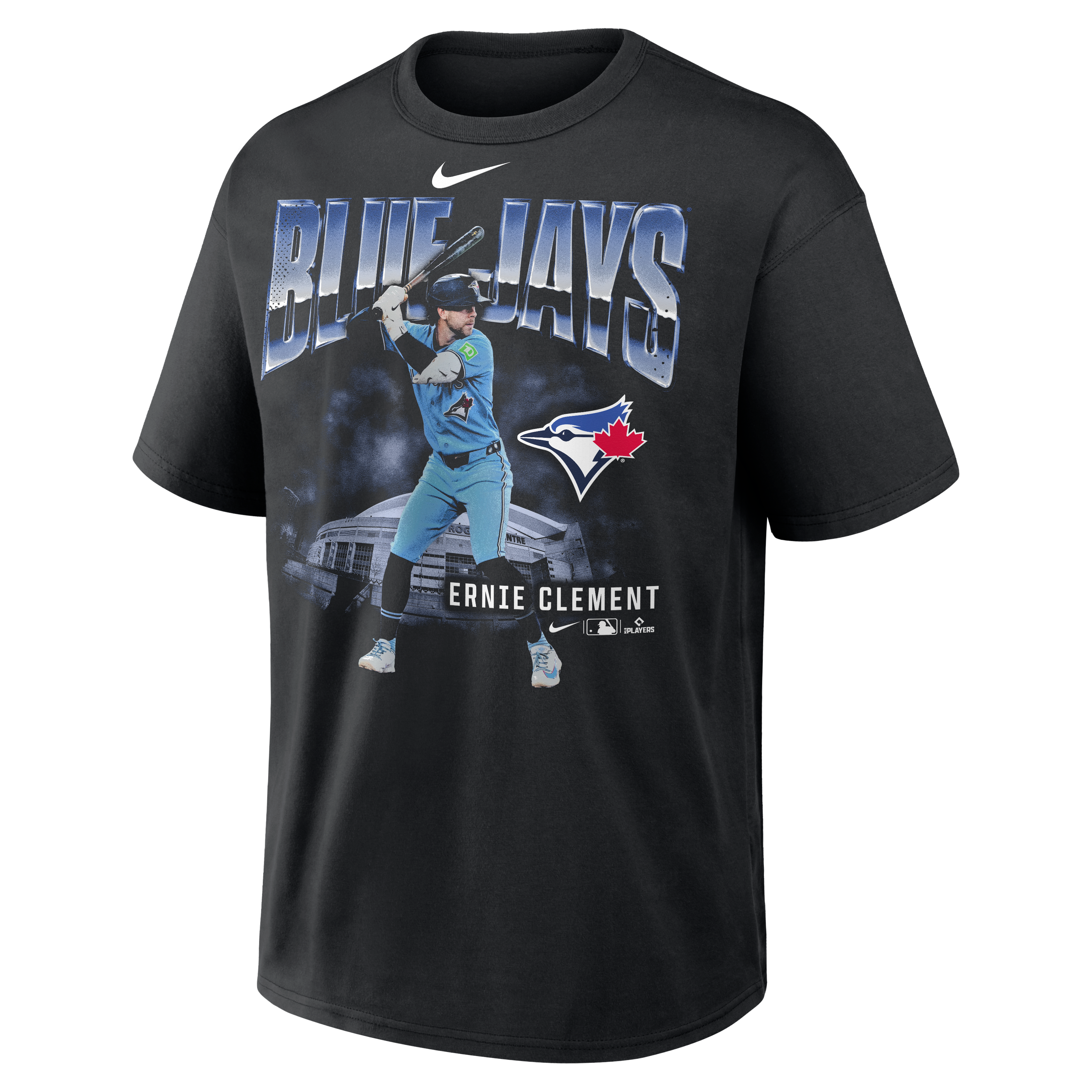 Men's Nike Ernie Clement Black Toronto Blue Jays Oversized Player Graphic T-Shirt