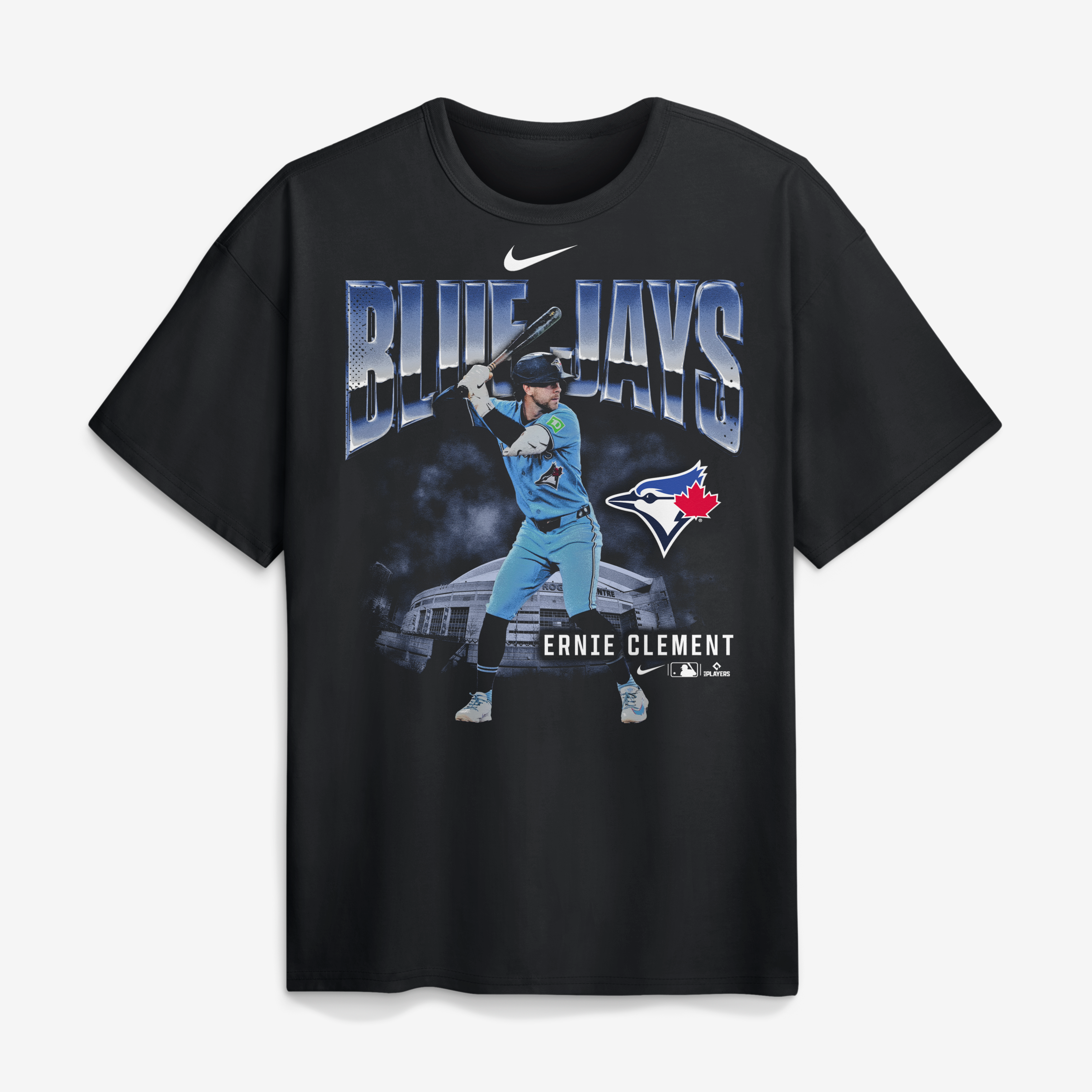 Men's Nike Ernie Clement Black Toronto Blue Jays Oversized Player Graphic T-Shirt