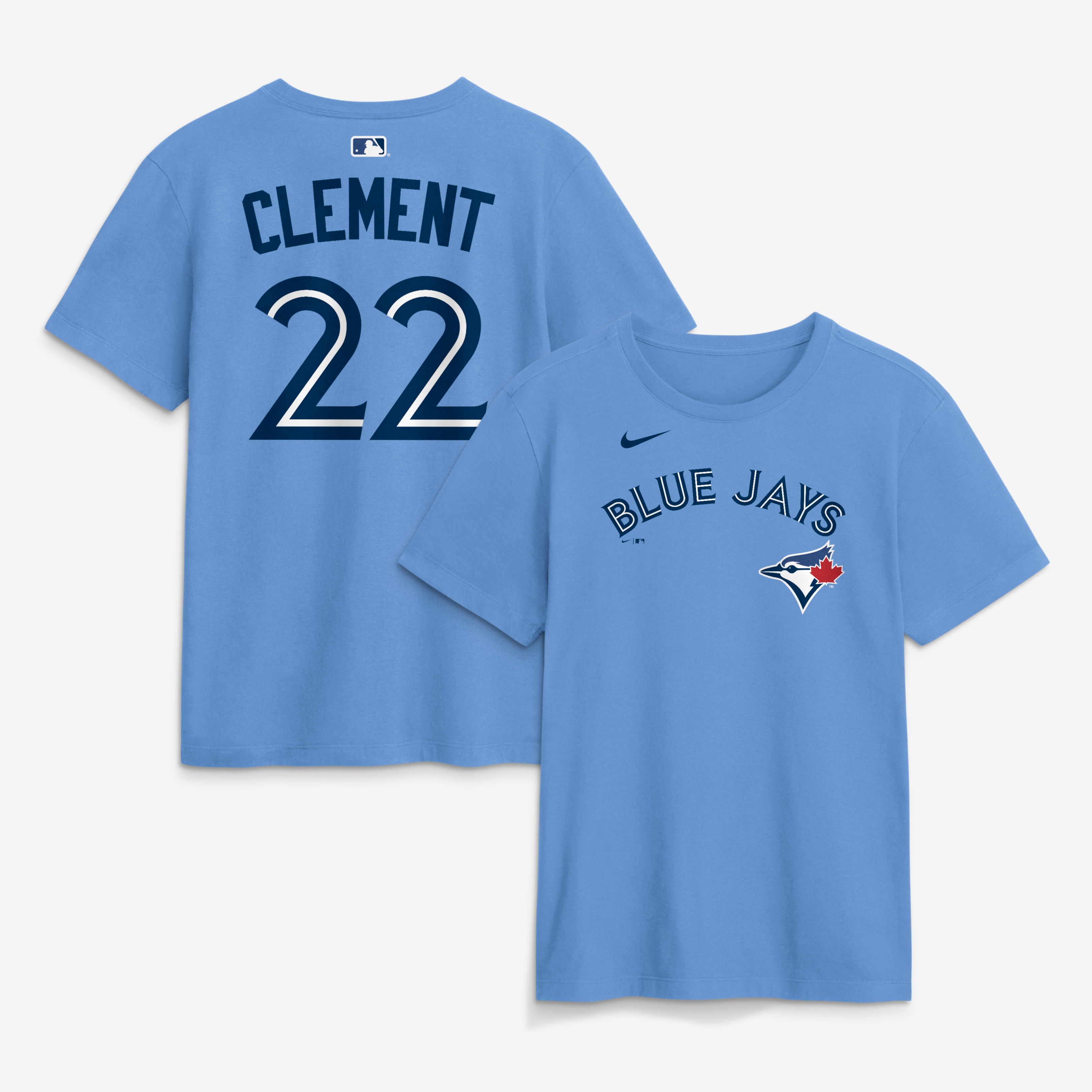 Men's Nike Ernie Clement Powder Blue Toronto Jays Alternate Name & Number T-Shirt