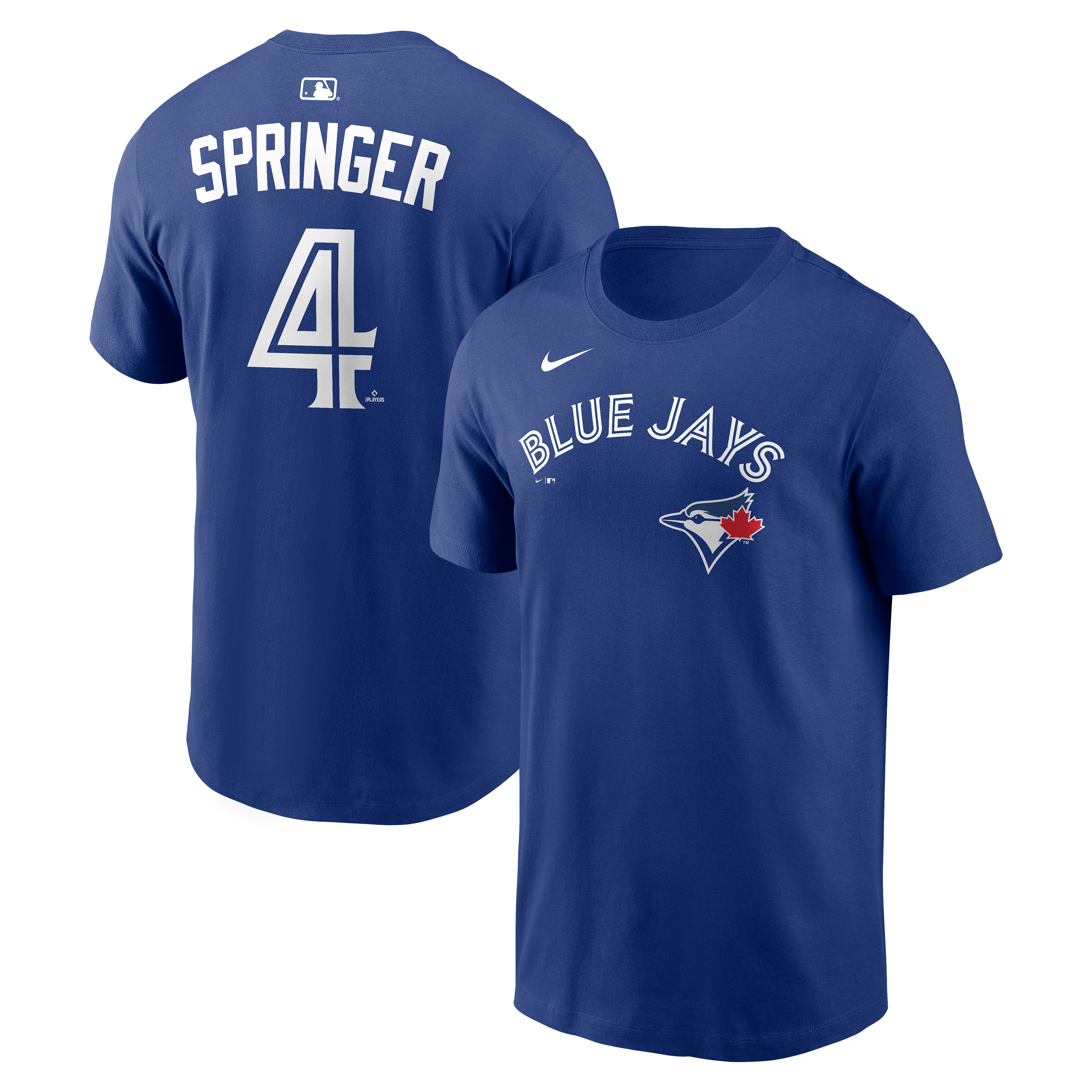 T-shirt Nike George Springer Royal Toronto Blue Jays pour homme, avec nom et numéro