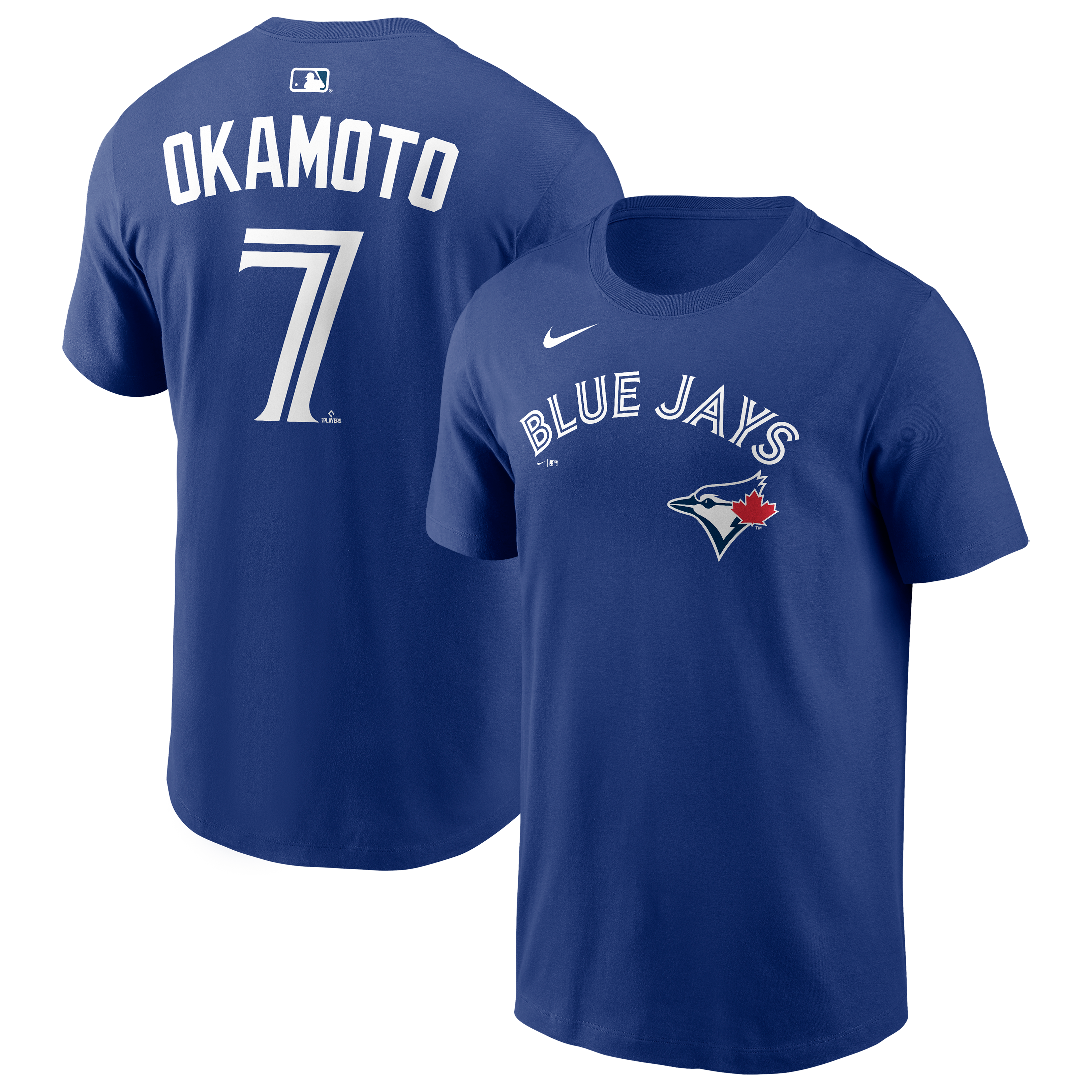 T-shirt Nike pour homme avec nom et numéro de Kazuma Okamoto des Blue Jays Toronto