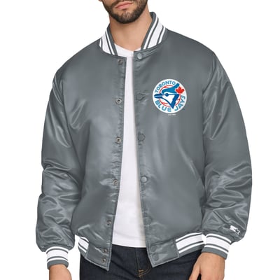  Toronto Blue Jays Starter Cooperstown Logo Full-Snap Varsity Jacket - Gray