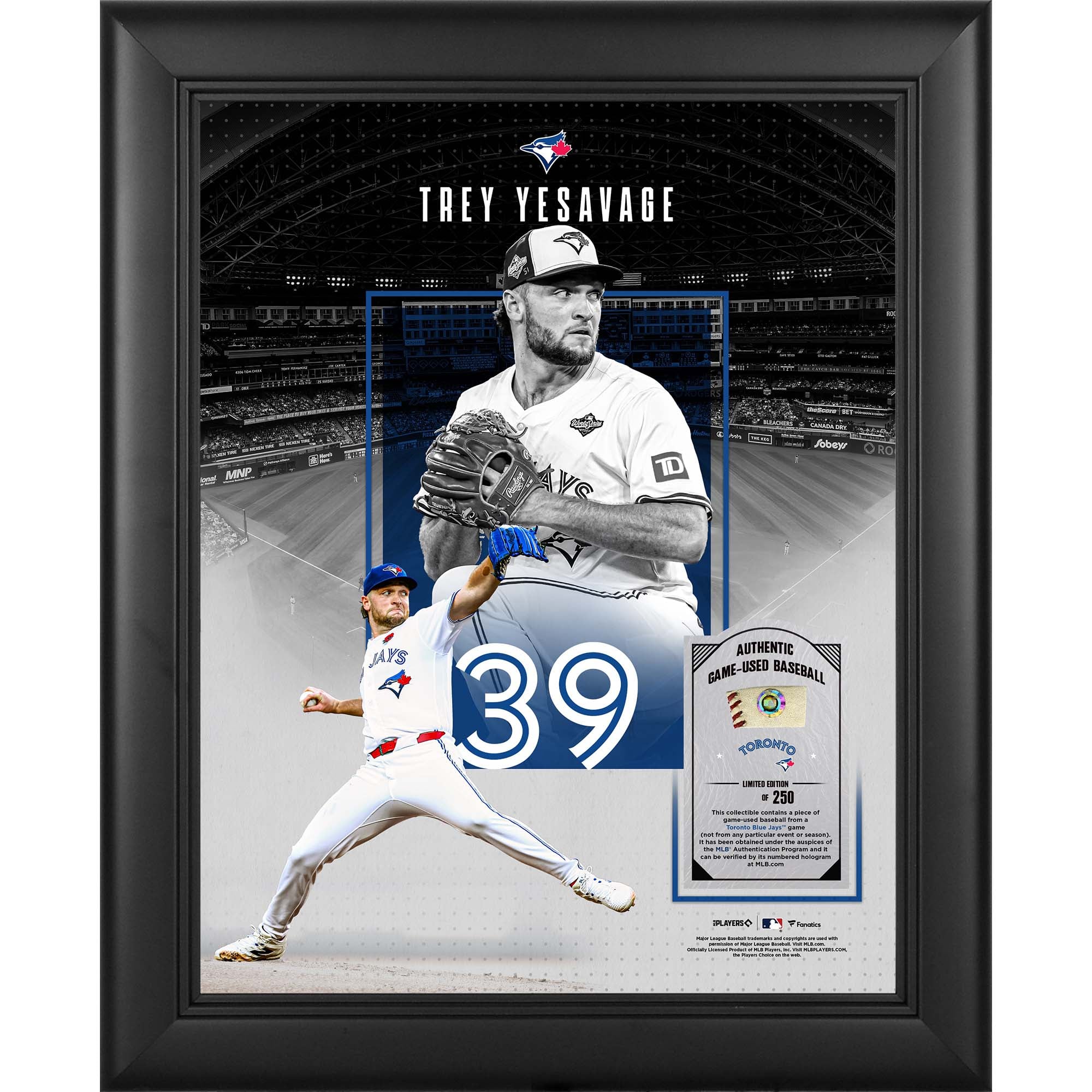Trey Yesavage Toronto Blue Jays Framed 11" x 14" Showcase Collage with a Piece of Game-Used Ball - Limited Edition of 250