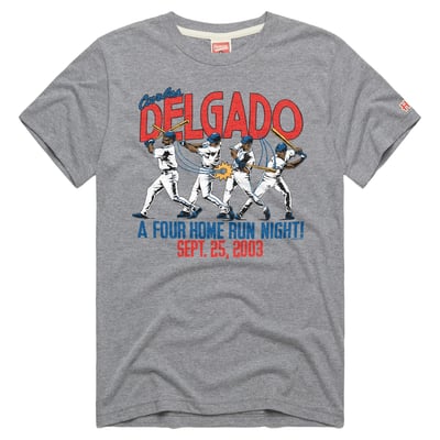 Carlos Delgado Toronto Blue Jays Homage Unisex A Four Home Run Night! Tri-Blend T-Shirt - Gray