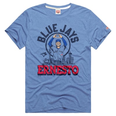 Ernie Clement Toronto Blue Jays Homage Unisex Ernesto Tri-Blend T-Shirt - Light Blue
