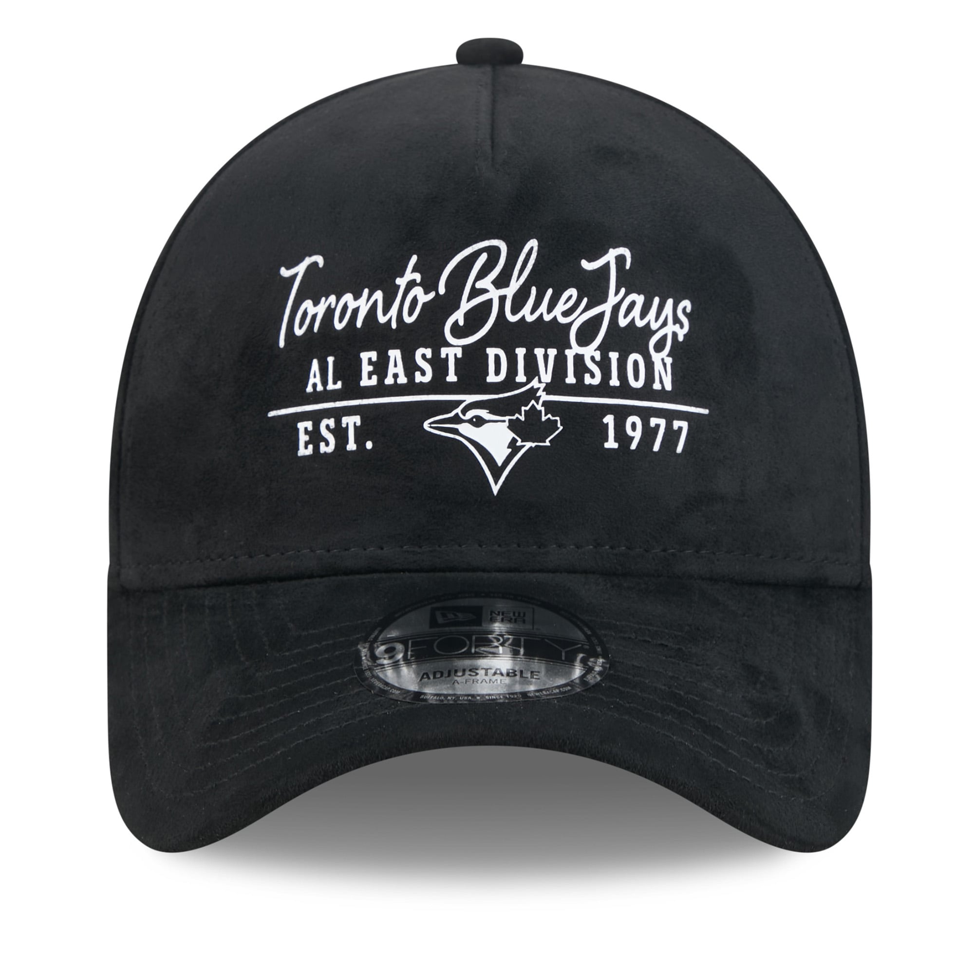 Unisex New Era Black Toronto Blue Jays Script Text 9FORTY A-Frame Adjustable Hat