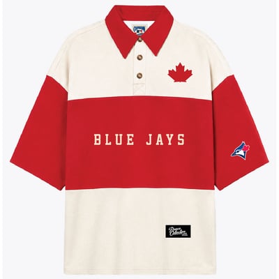  Toronto Blue Jays Peace Collective Unisex  Oversized Clubhouse Polo - Cream/Red