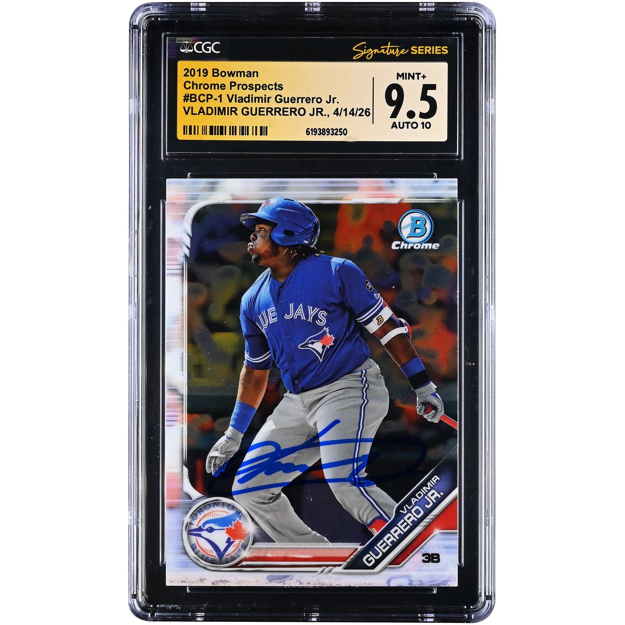 Vladimir Guerrero Jr. Toronto Blue Jays Autographed 2019 Bowman Chrome Prospects #BCP-1 CGC Fanatics Witnessed Authenticated /10 Rookie Card