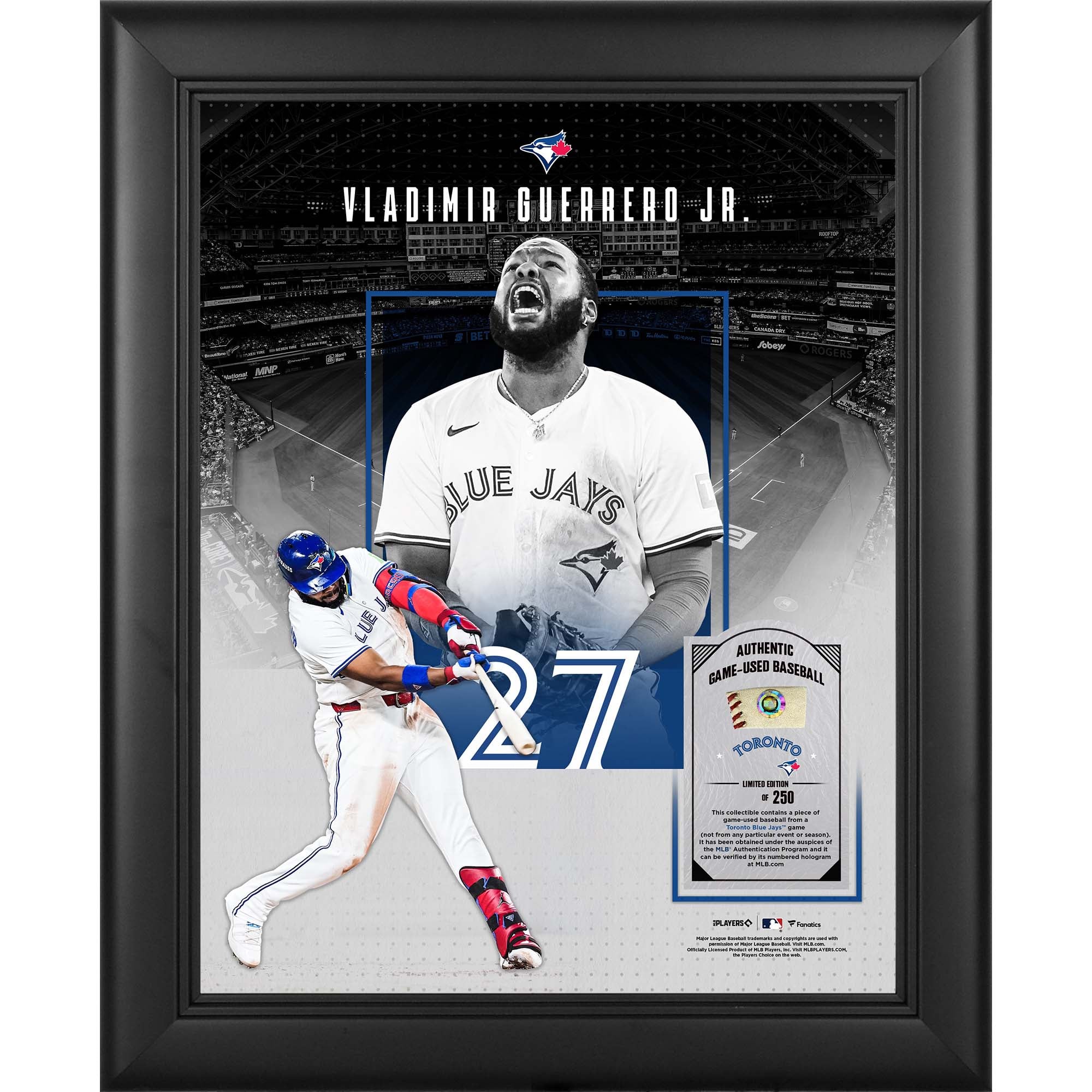 Vladimir Guerrero Jr. Toronto Blue Jays Framed 11" x 14" Showcase Collage with a Piece of Game-Used Ball - Limited Edition of 250