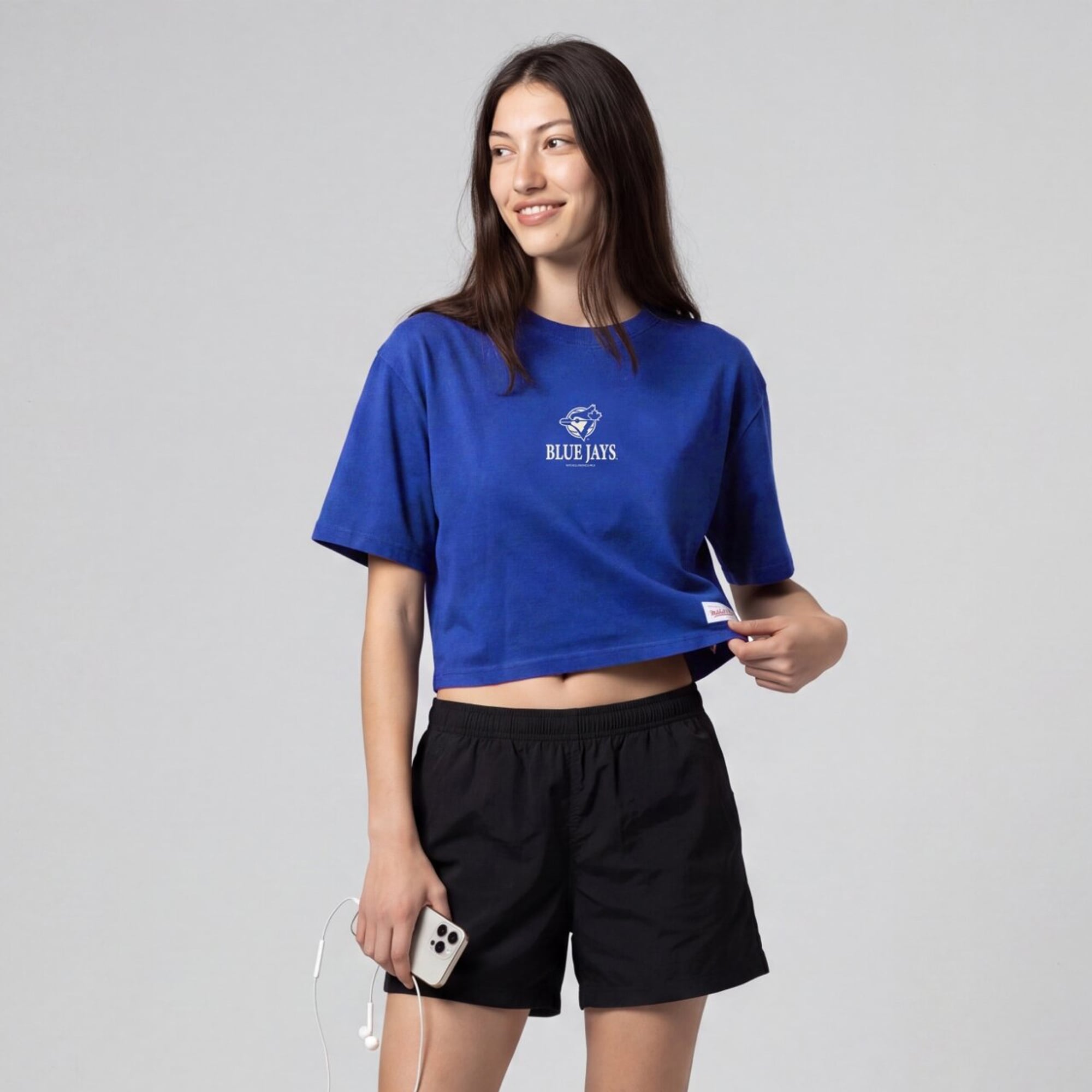 Women's Mitchell & Ness Royal Toronto Blue Jays Core Essentials Boxy Crop T-Shirt