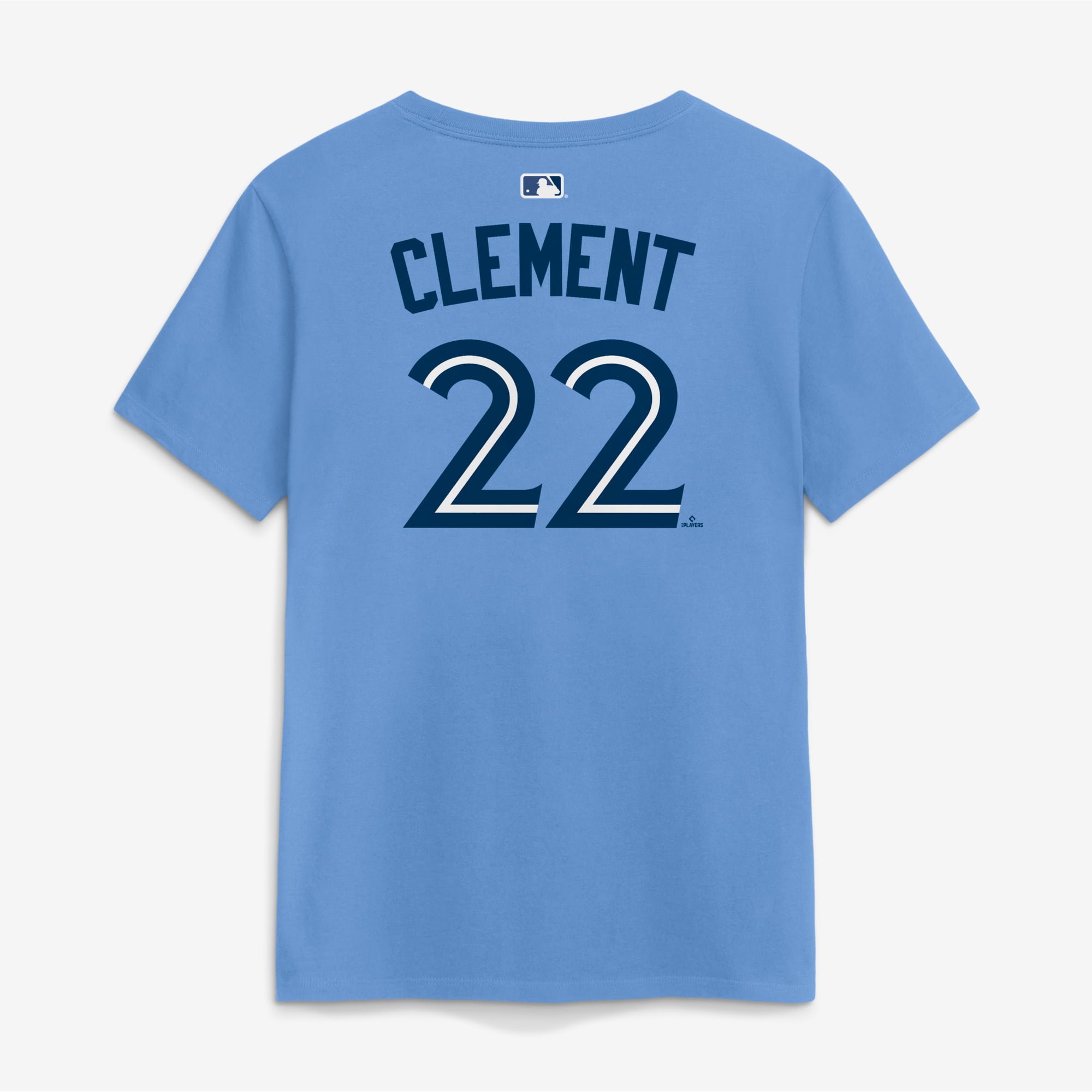 Women's Nike Ernie Clement Powder Blue Toronto Jays Name & Number T-Shirt