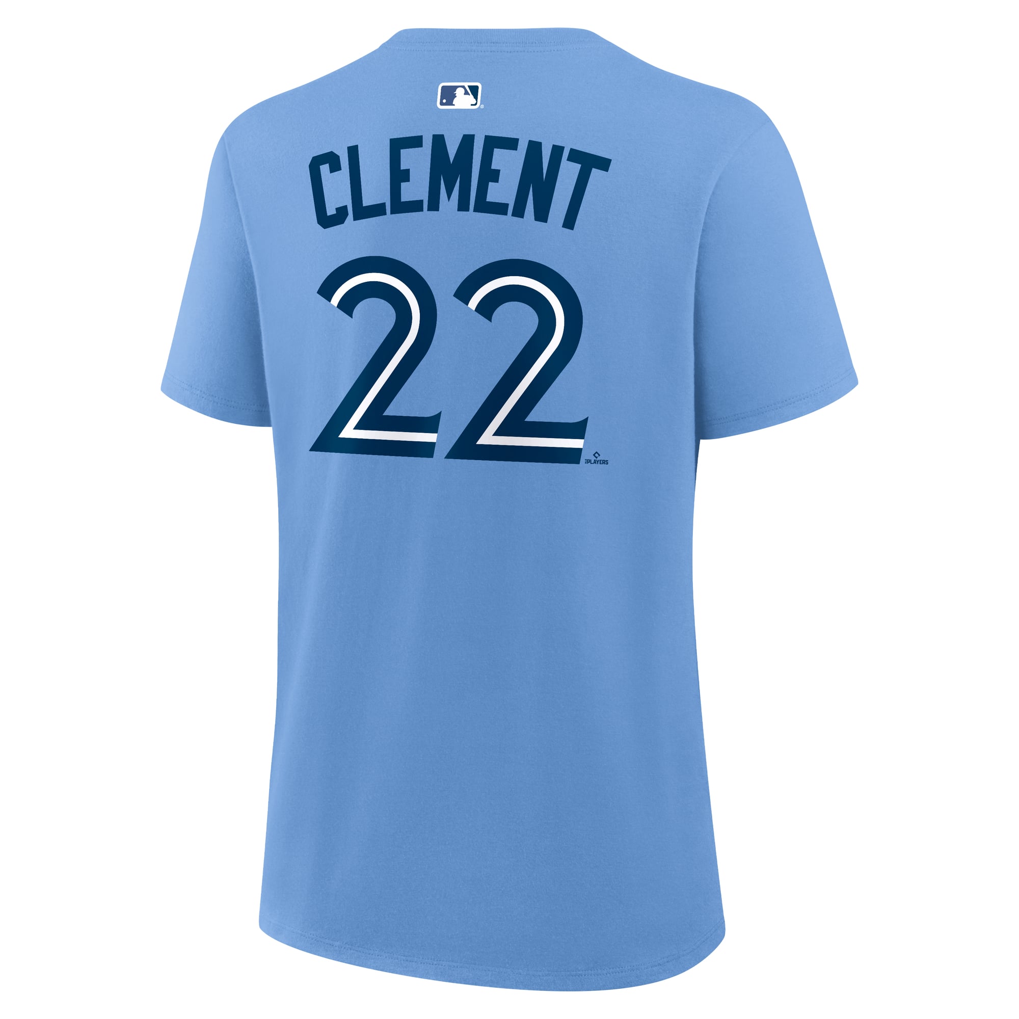 Women's Nike Ernie Clement Powder Blue Toronto Jays Name & Number T-Shirt