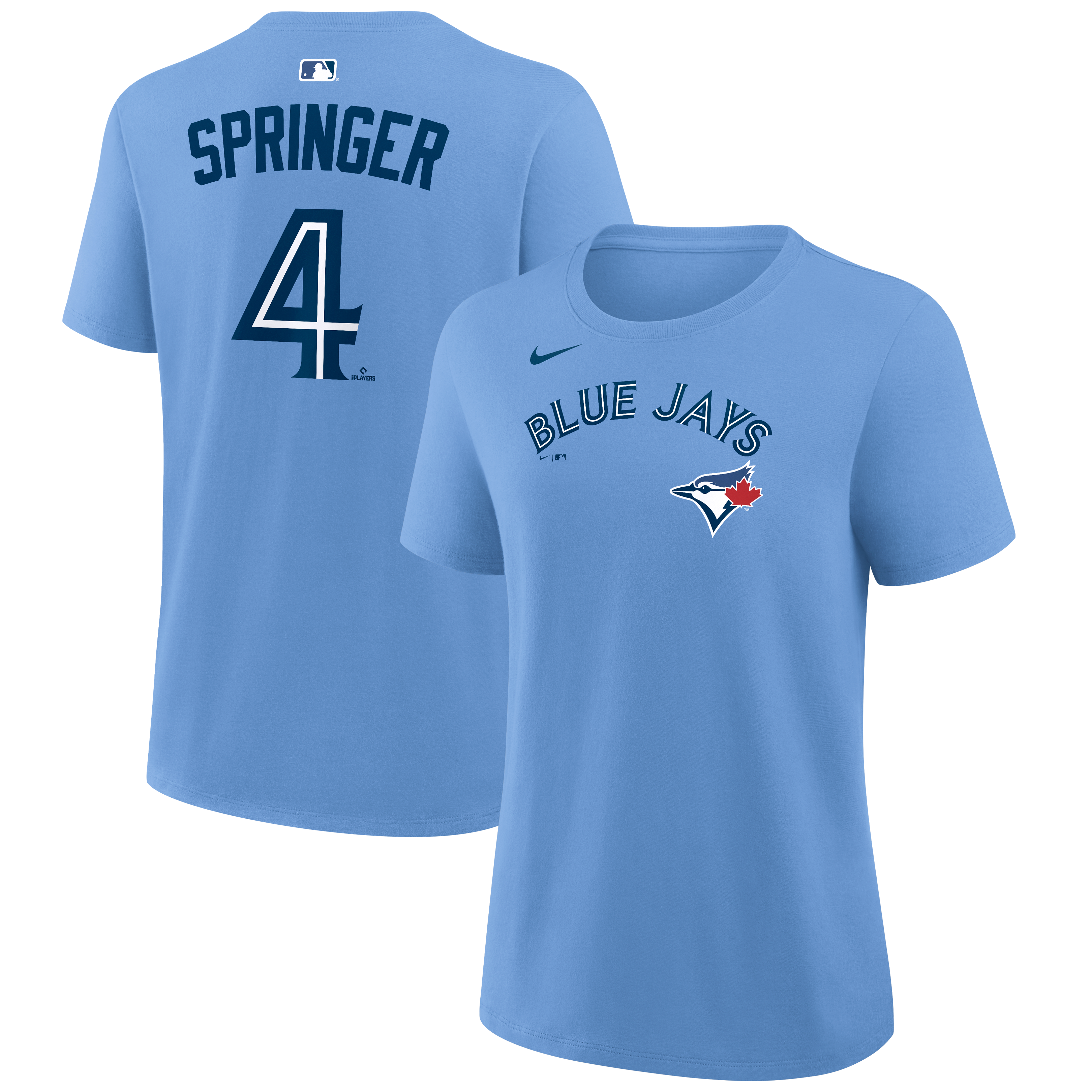 Women's Nike George Springer Powder Blue Toronto Jays Name & Number T-Shirt