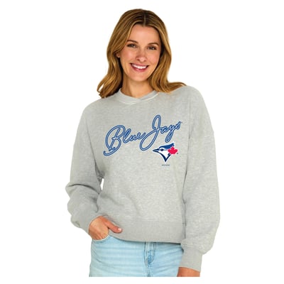  Toronto Blue Jays Soft as a Grape Women's Snuggly Sweatshirt - Heather Gray