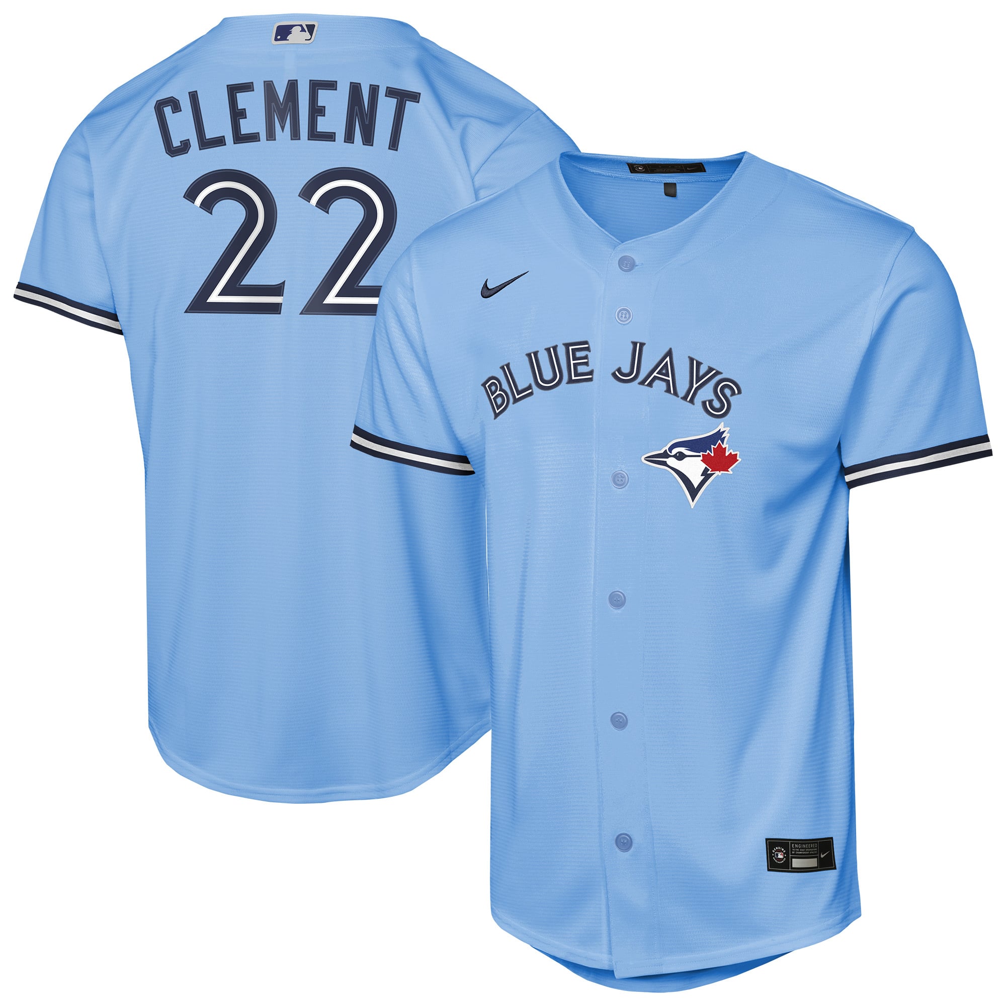 Maillot de base Nike Ernie Clement bleu poudré des Blue Jays Toronto pour jeunes