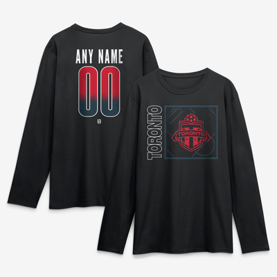 Toronto FC  Home Field Pop Personalized Name & Number Long Sleeve T-Shirt - Black