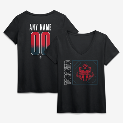 Toronto FC Women's Home Field Pop Personalized Name & Number V-Neck T-Shirt - Black