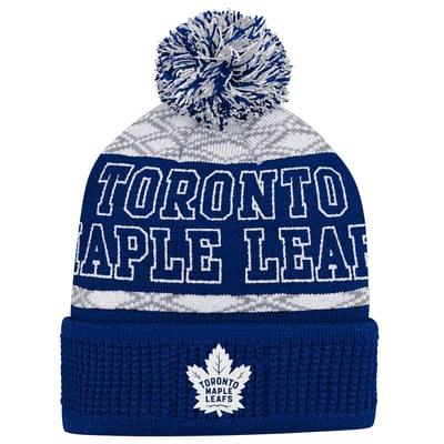 Toronto Maple Leafs  Puck Cuffed Knit Hat with Pom - Blue