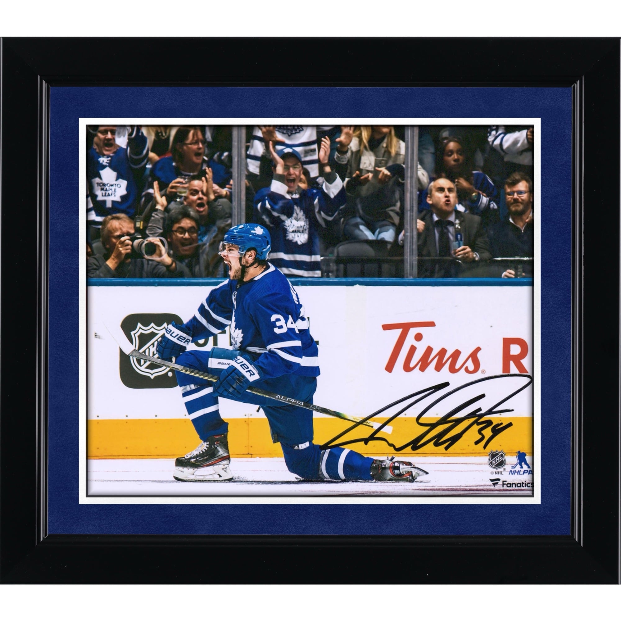 Auston Matthews Toronto Maple Leafs Autographed 8" x 10" Blue Jersey Goal Celebration Photograph