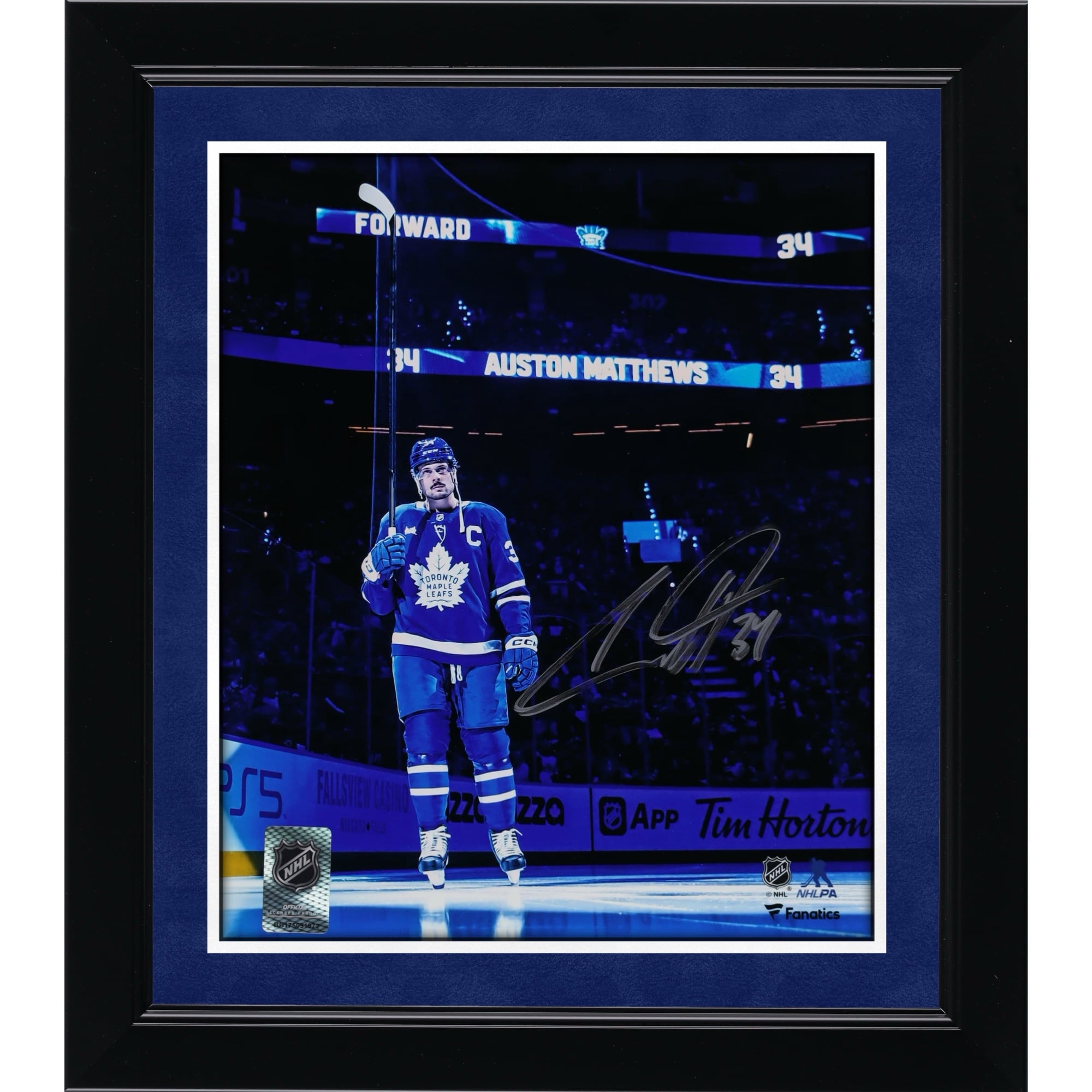 Auston Matthews Toronto Maple Leafs Autographed 8" x 10" Blue Jersey Pregame Salute Photograph