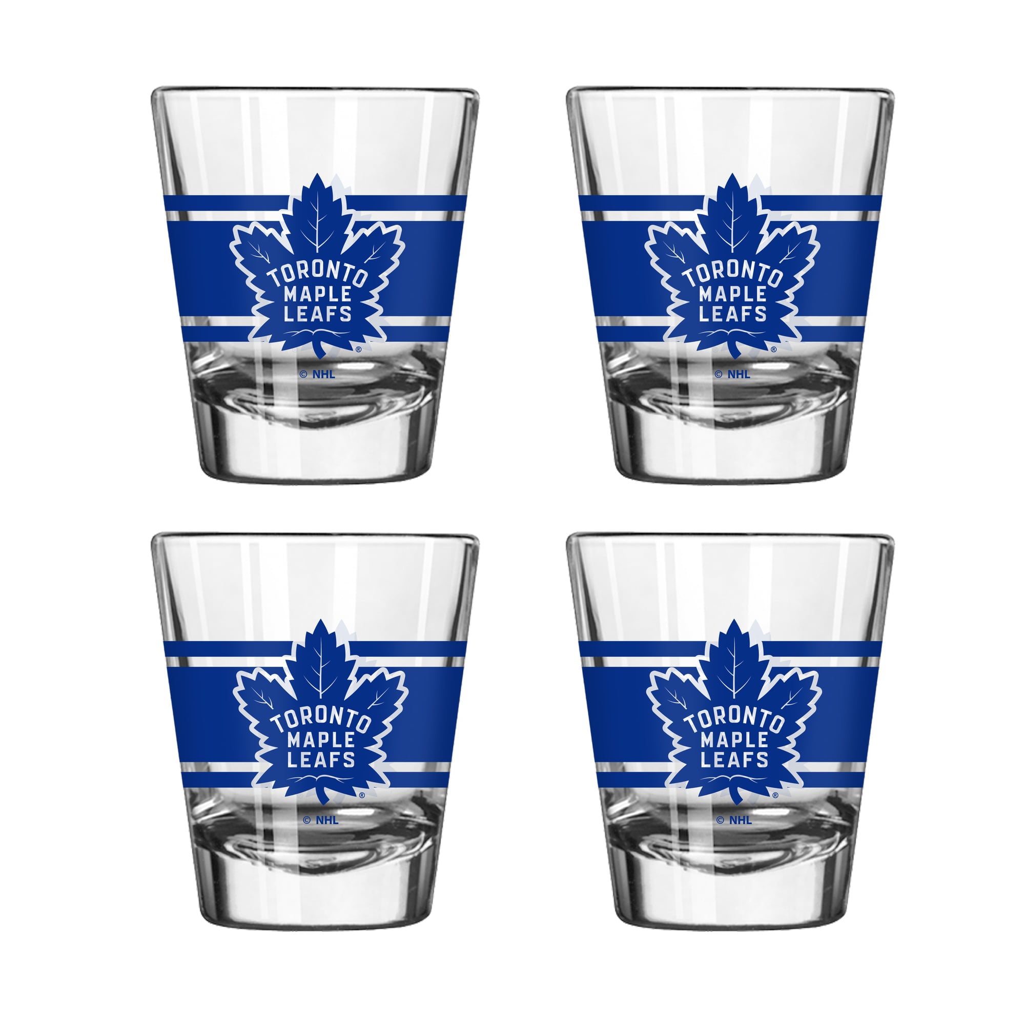 Ensemble de quatre verres à liqueur rayés Logo Brands Toronto Maple Leafs