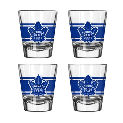 Toronto Maple Leafs Logo Brands Four-Piece Stripe Shot Glass Set
