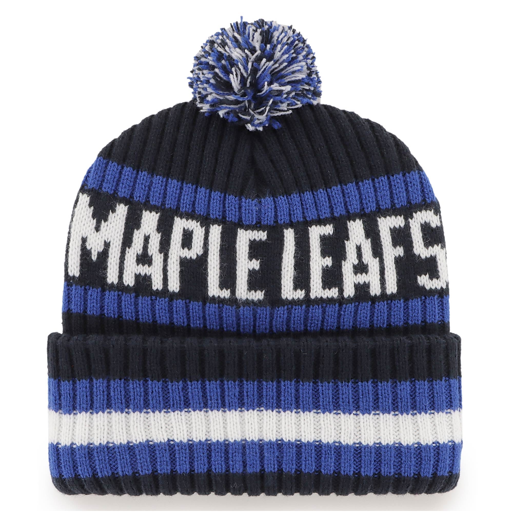 Bonnet en tricot à revers Bering des Maple Leafs de Toronto '47 bleu marine pour homme avec pompon