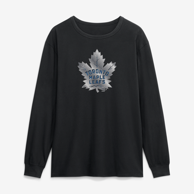 Toronto Maple Leafs  Metallic Mascot Long Sleeve T-Shirt - Black