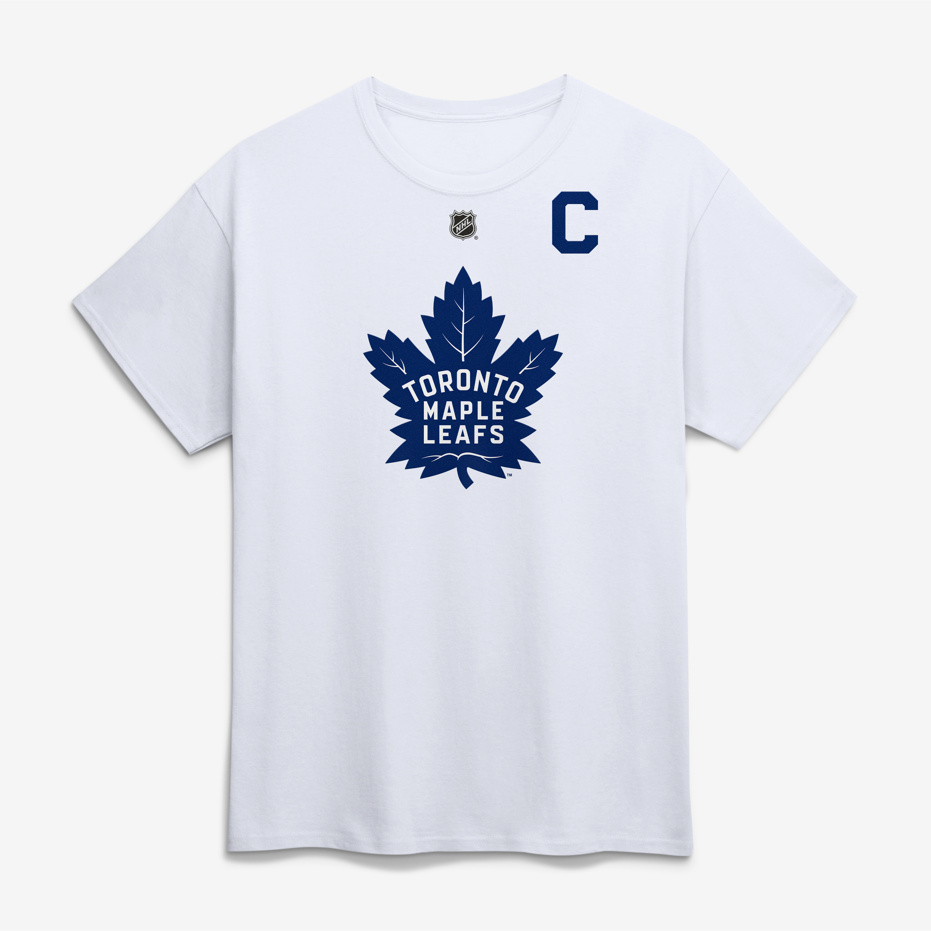 T-shirt Fanatics Auston Matthews blanc pour homme, authentique, avec nom et numéro Stack des Maple Leafs de Toronto