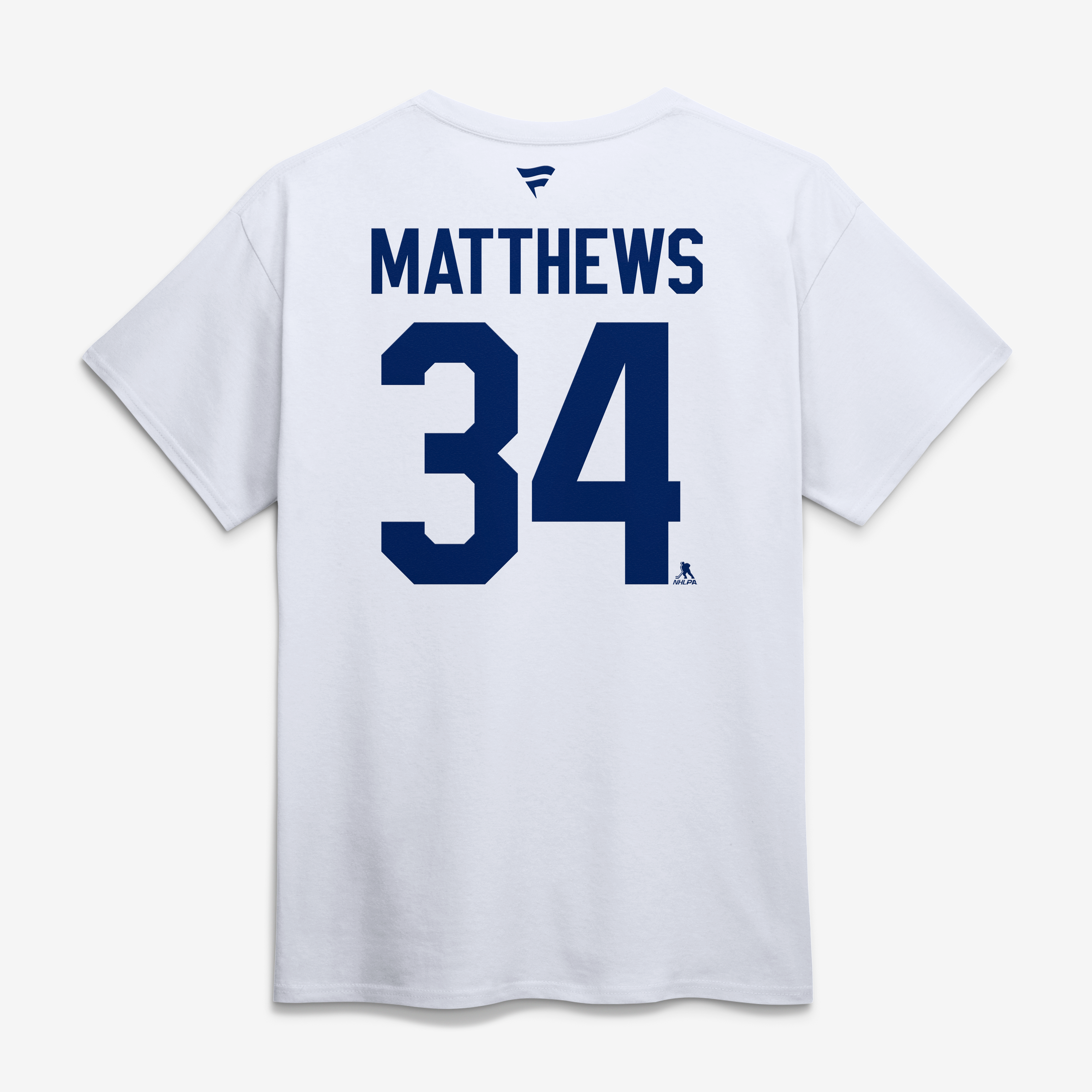 T-shirt Fanatics Auston Matthews blanc pour homme, authentique, avec nom et numéro Stack des Maple Leafs de Toronto