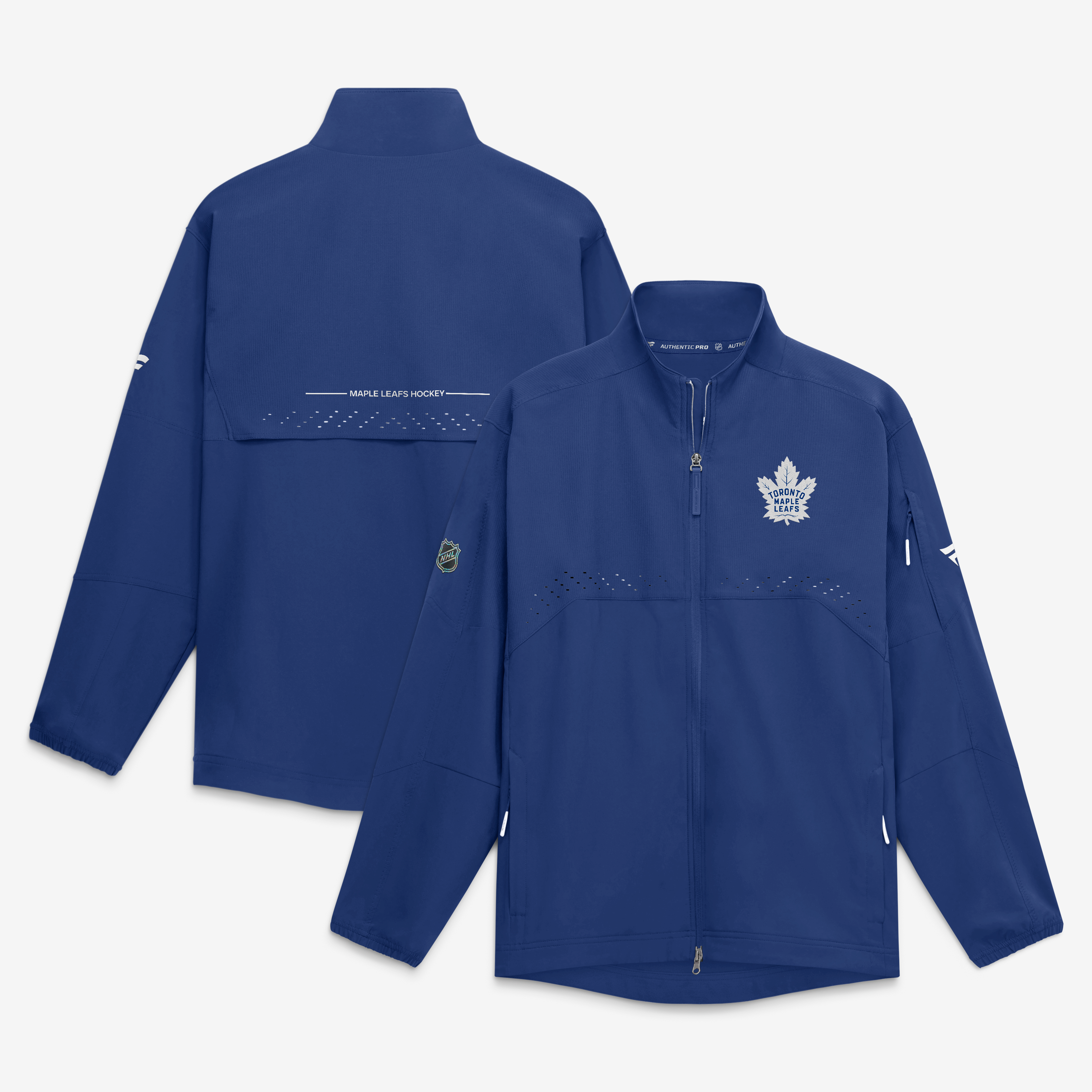 Veste d'entraîneur authentique Pro Rink des Maple Leafs de Toronto, bleue, Fanatics, pour homme