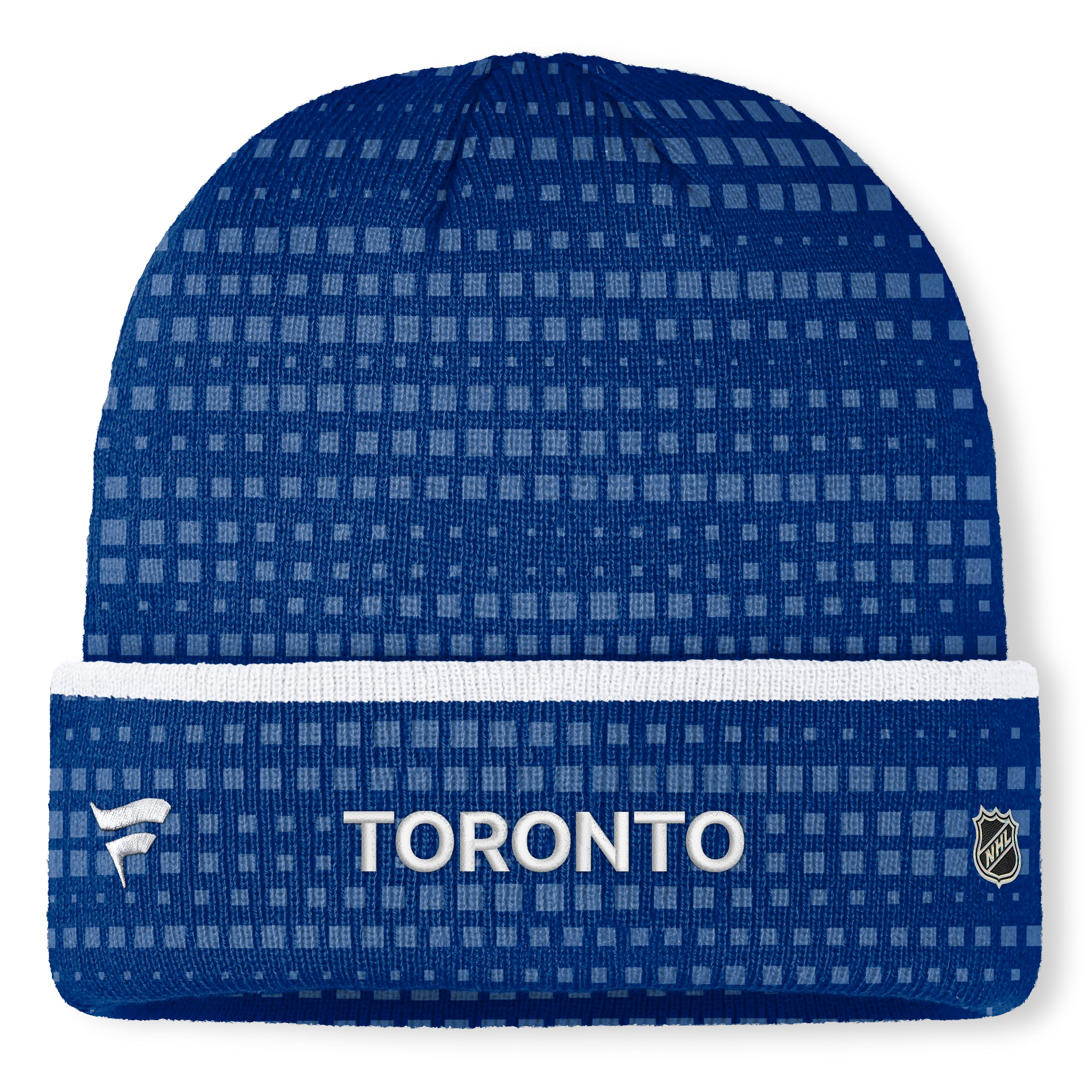 Bonnet tricoté authentique Pro Rink Fanatics bleu Toronto Maple Leafs pour homme