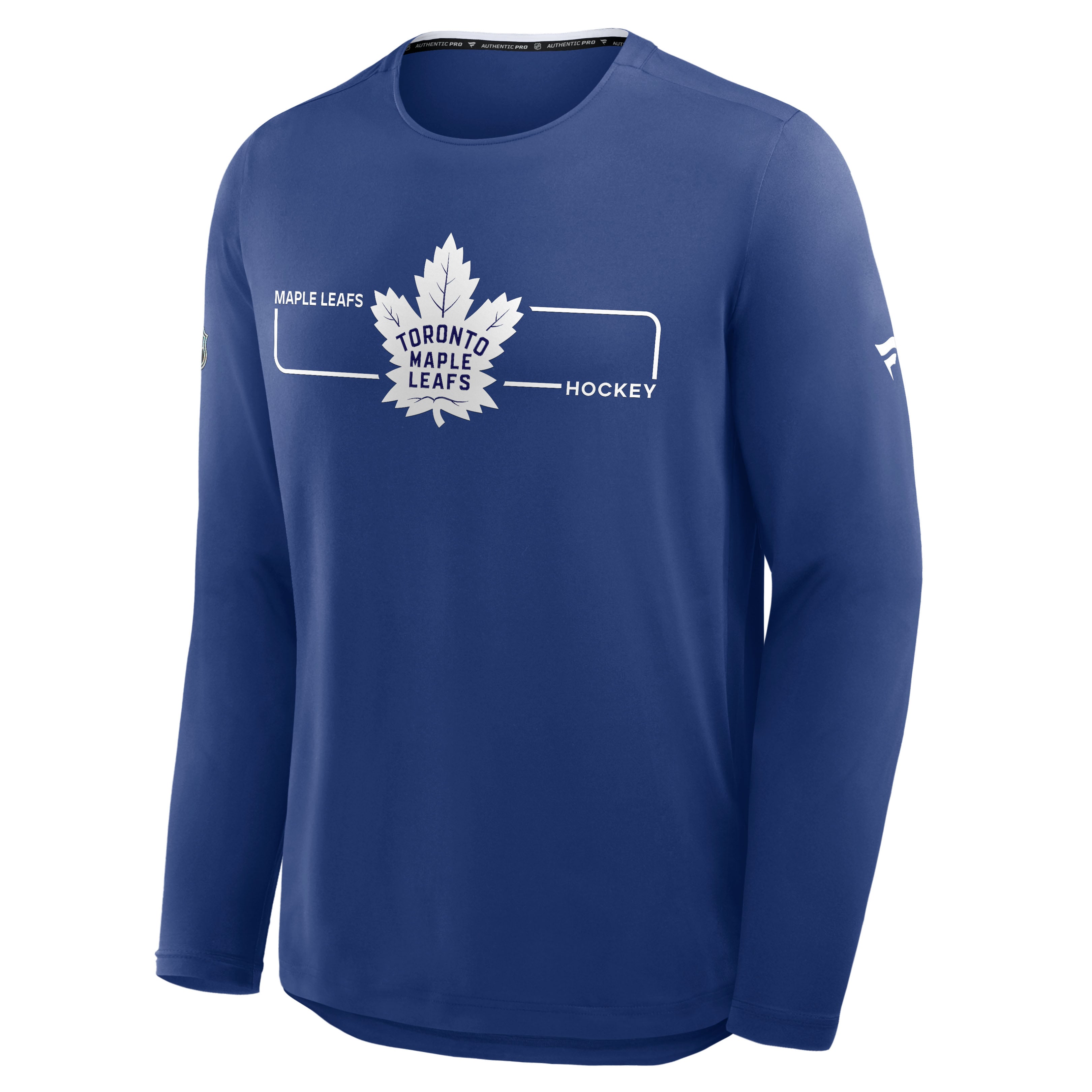 T-shirt à manches longues authentique Pro Rink Tech des Maple Leafs de Toronto, bleu, la marque Fanatics, pour homme