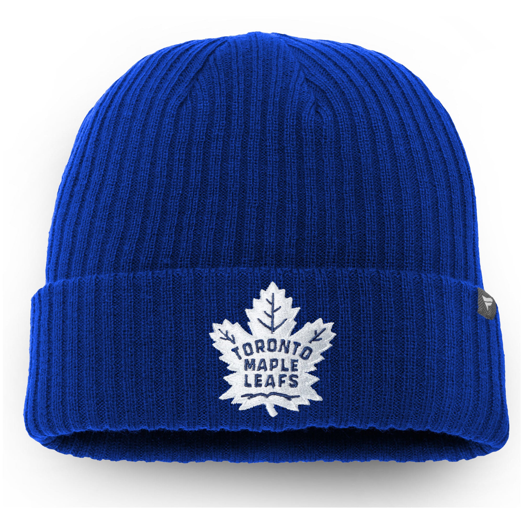 Bonnet en tricot à revers avec logo principal des Toronto Maple Leafs de marque Fanatics pour homme, bleu