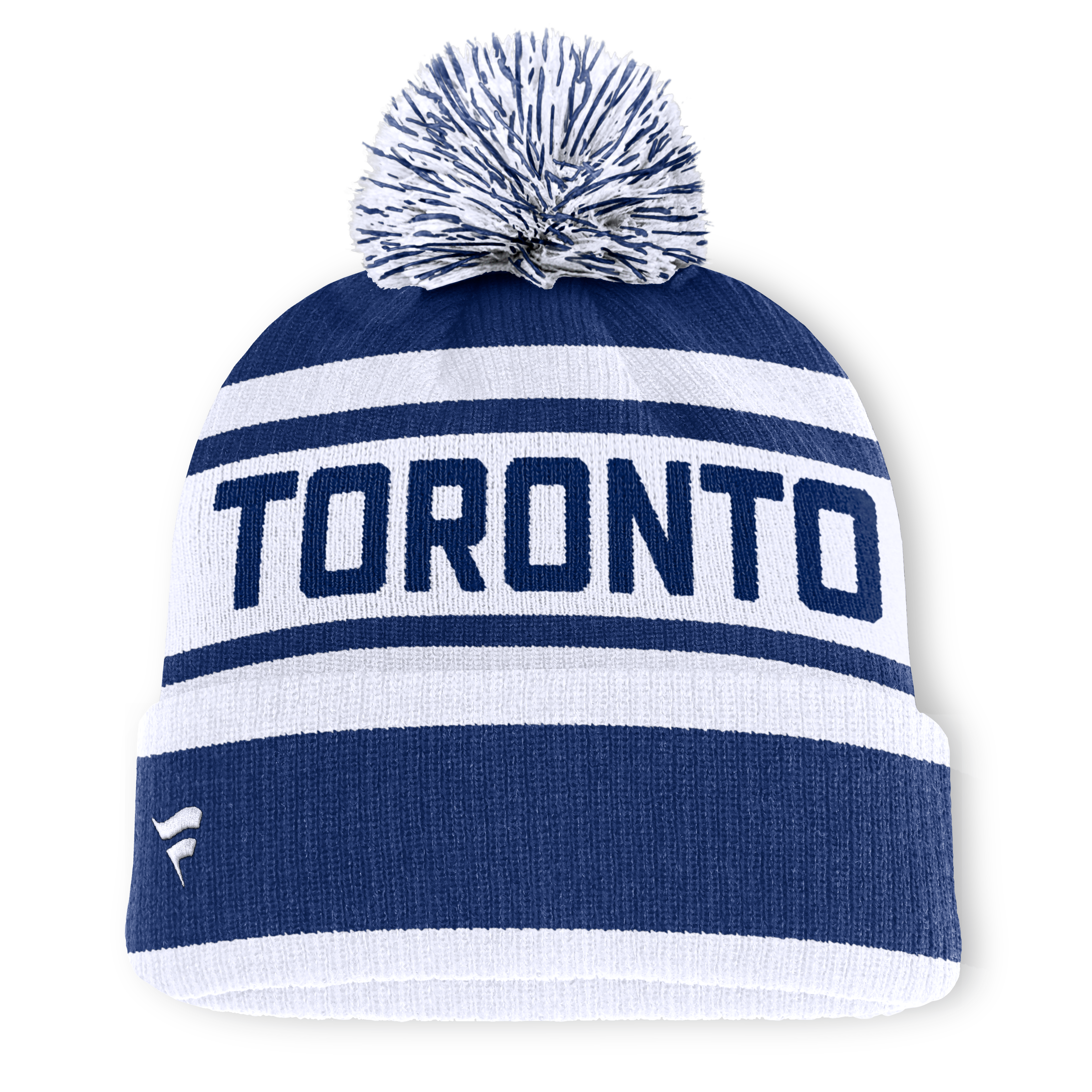 Men's Fanatics Blue/White Toronto Maple Leafs Fundamental Cuffed Knit Hat with Pom