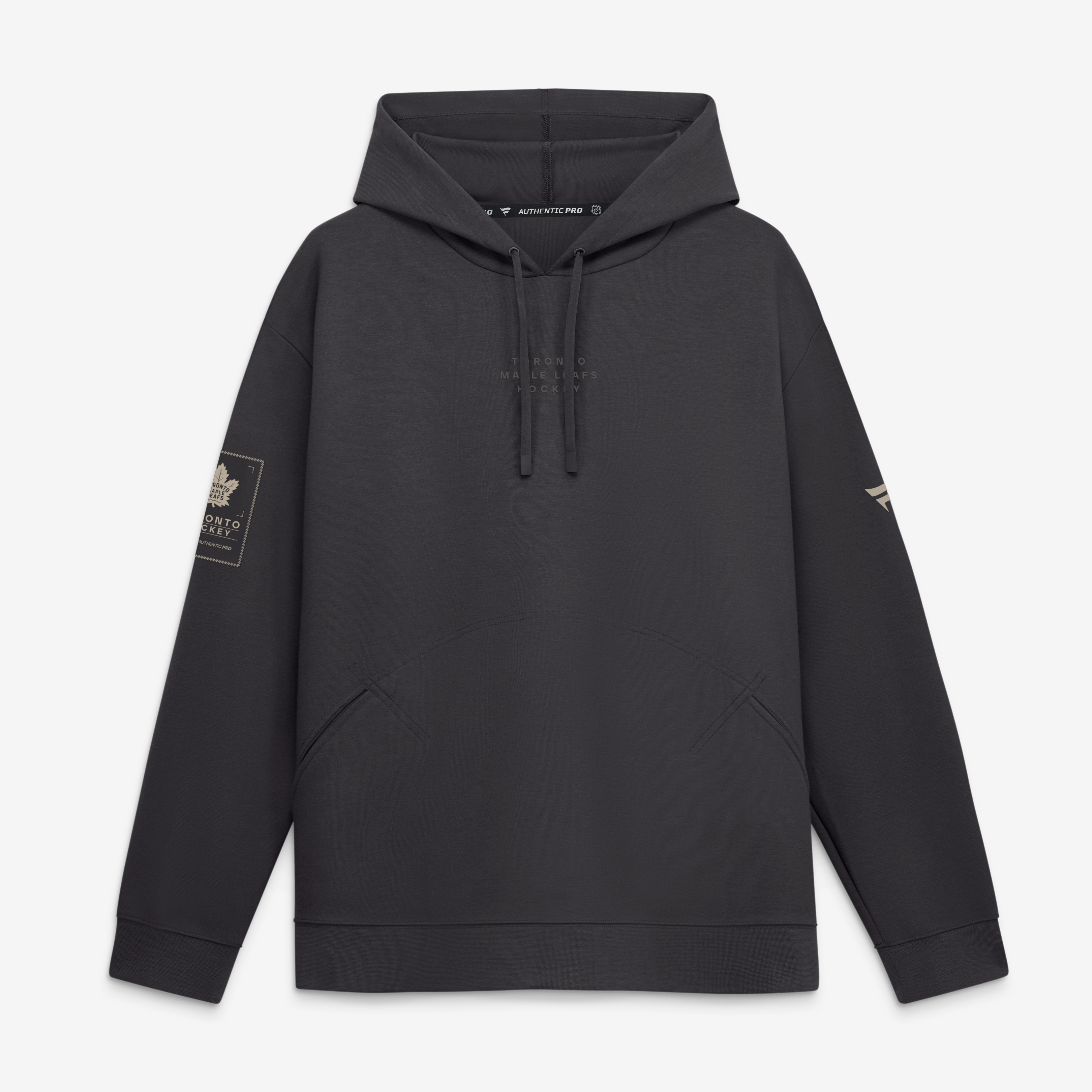 Sweat à capuche authentique Pro Road Fanatics pour homme, couleur anthracite, Toronto Maple Leafs