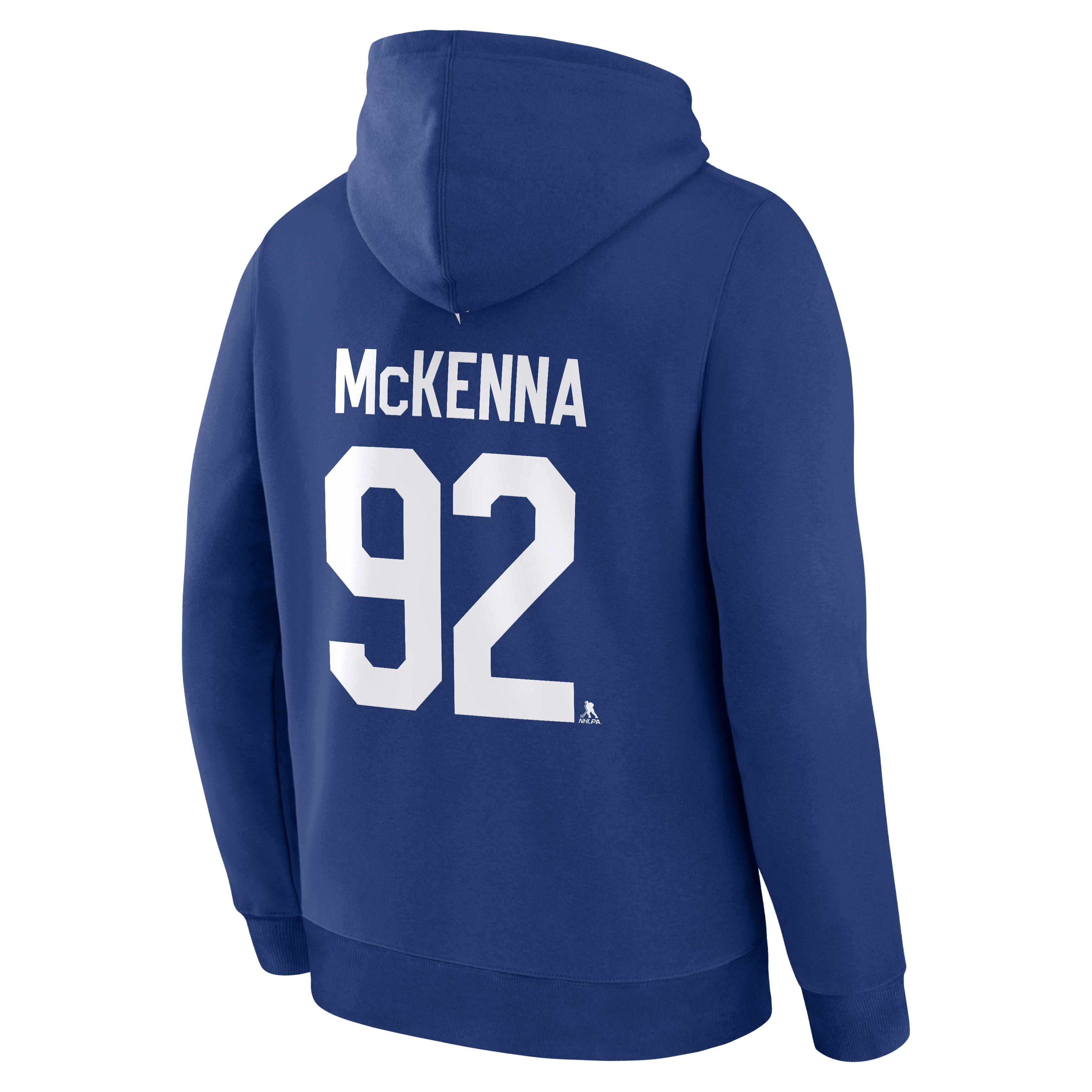 Sweat à capuche authentique Fanatics Gavin McKenna bleu des Maple Leafs de Toronto avec nom et numéro.