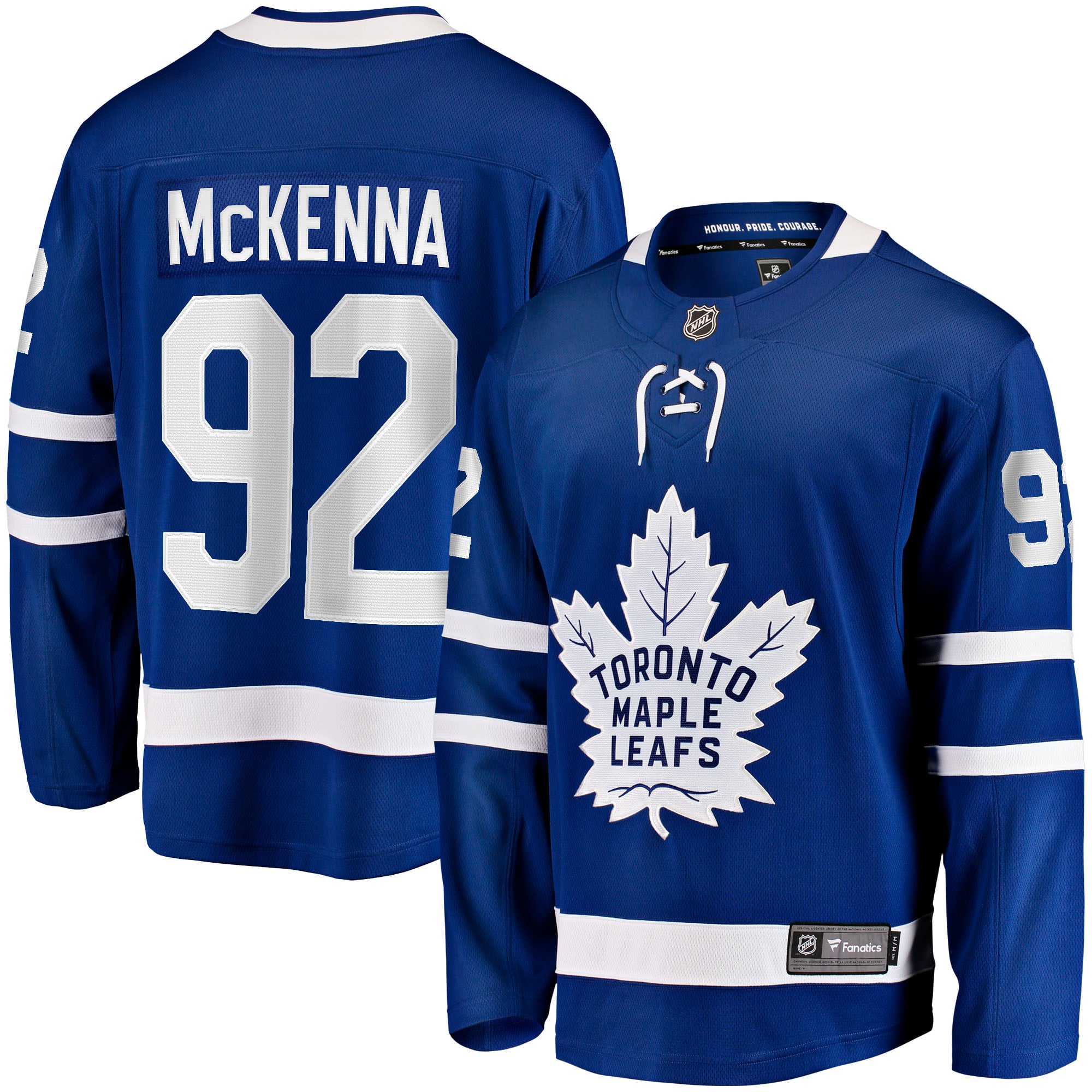 Maillot domicile bleu des Maple Leafs de Toronto pour homme, modèle Breakaway Gavin McKenna (Fanatics)