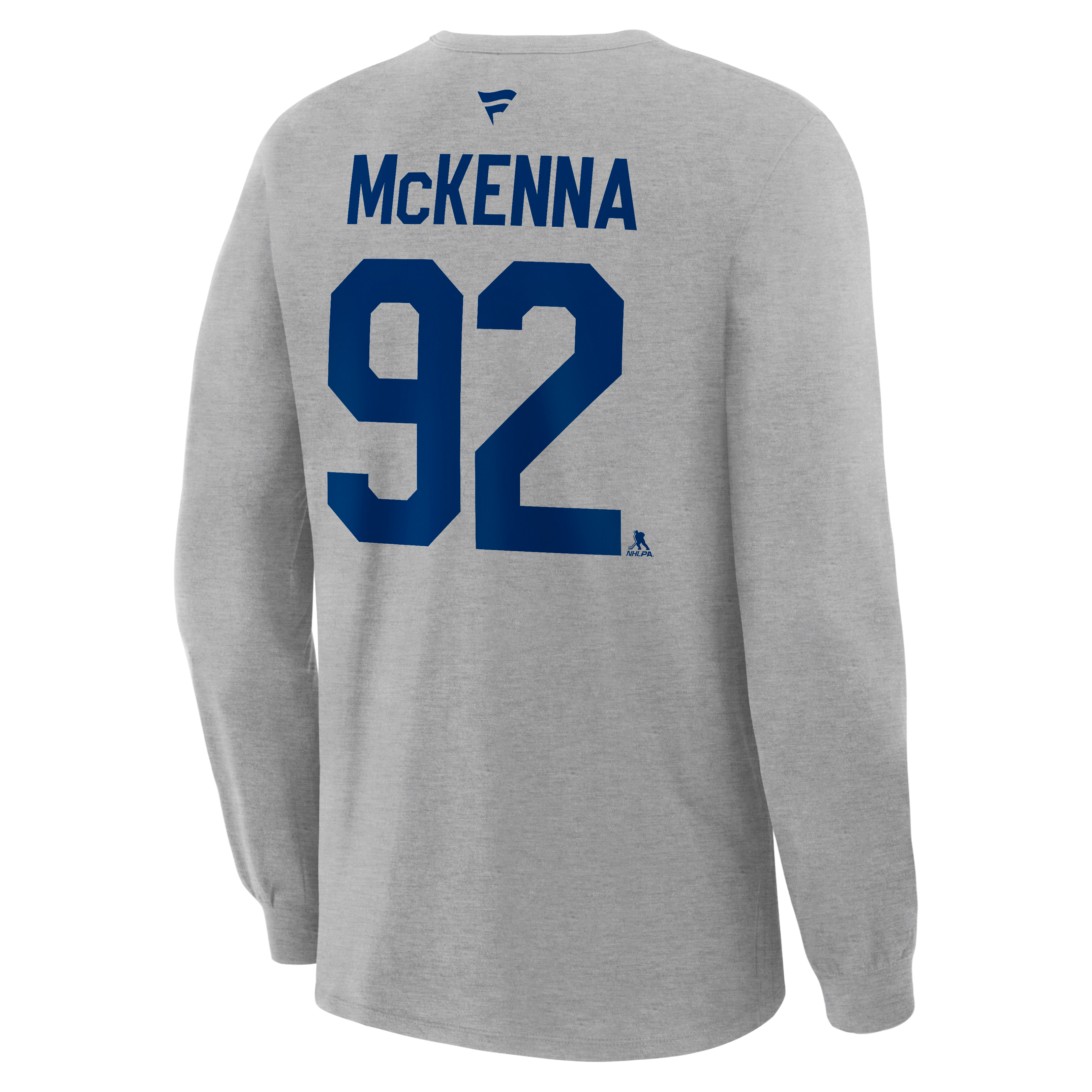 T-shirt à manches longues authentique Fanatics Gavin McKenna gris des Maple Leafs de Toronto, avec nom et numéro superposés