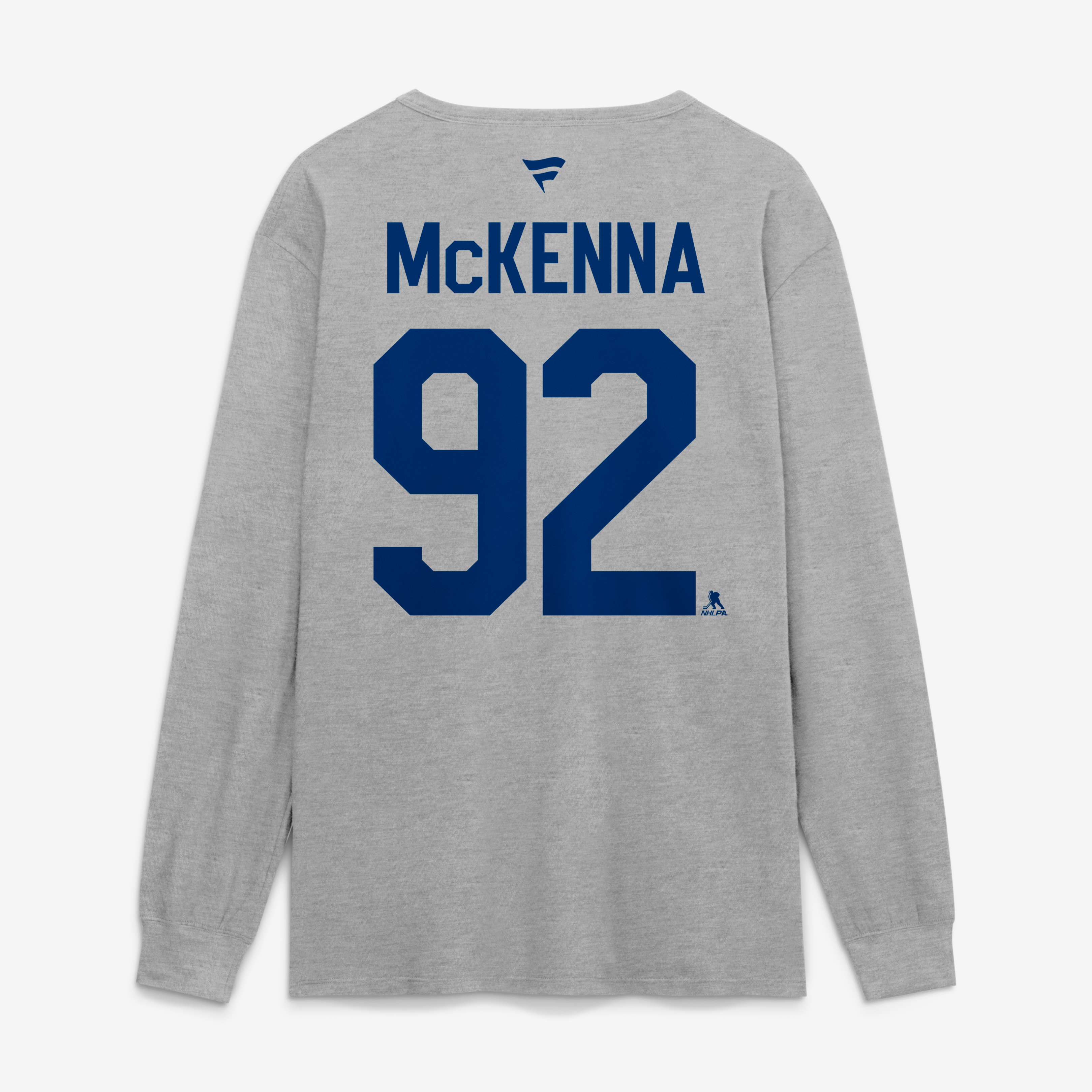 T-shirt à manches longues authentique Fanatics Gavin McKenna gris des Maple Leafs de Toronto, avec nom et numéro superposés